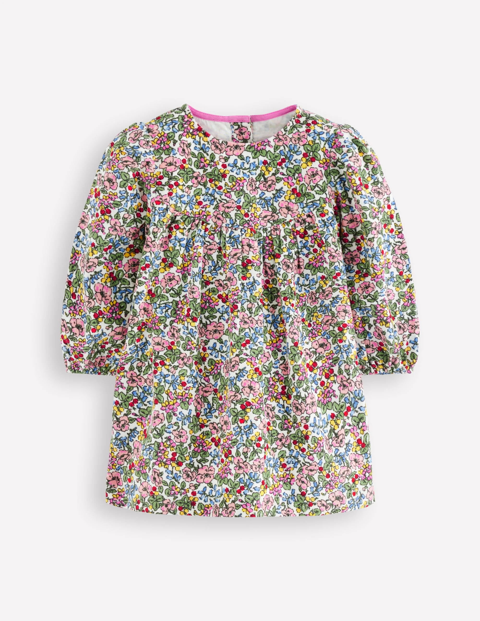 Gewebtes Kleid mit Passe-Kokosnuss Beere Blumenmuster