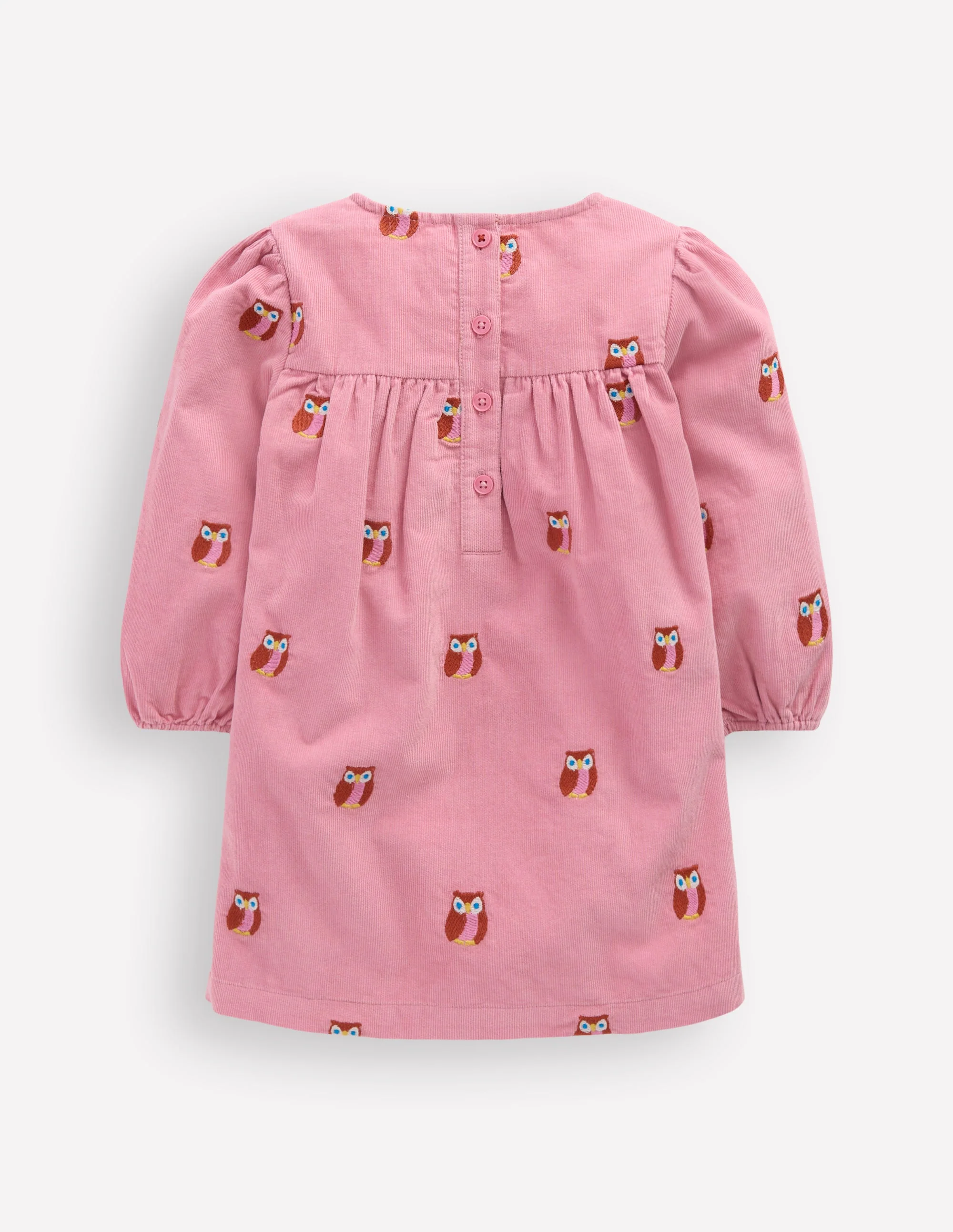 Gewebtes Kleid mit Passe-Rosa Eulenstickereien - Image 2