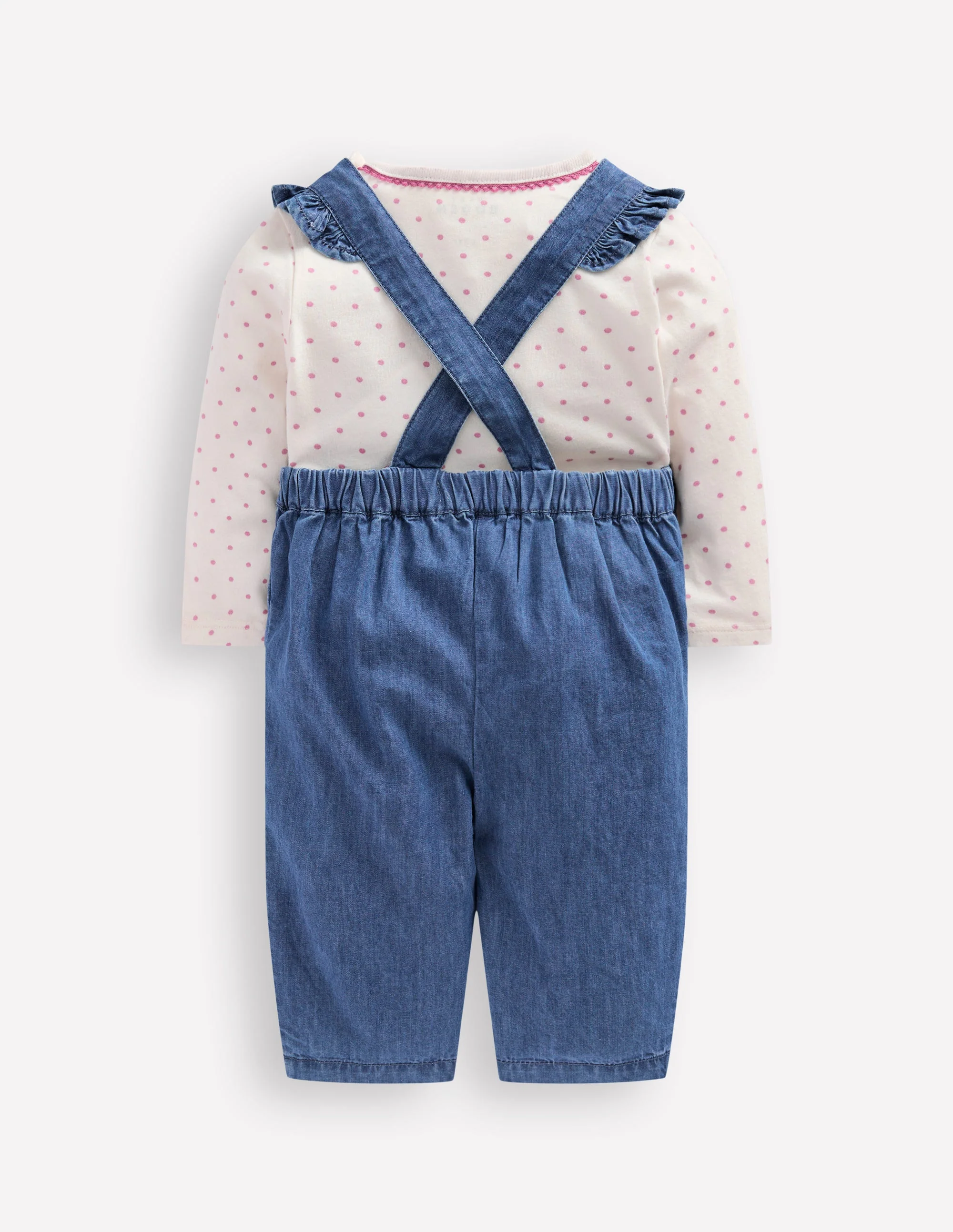 Gewebtes Latzhosen-Set-Blau Chambray Stickerei - Image 2