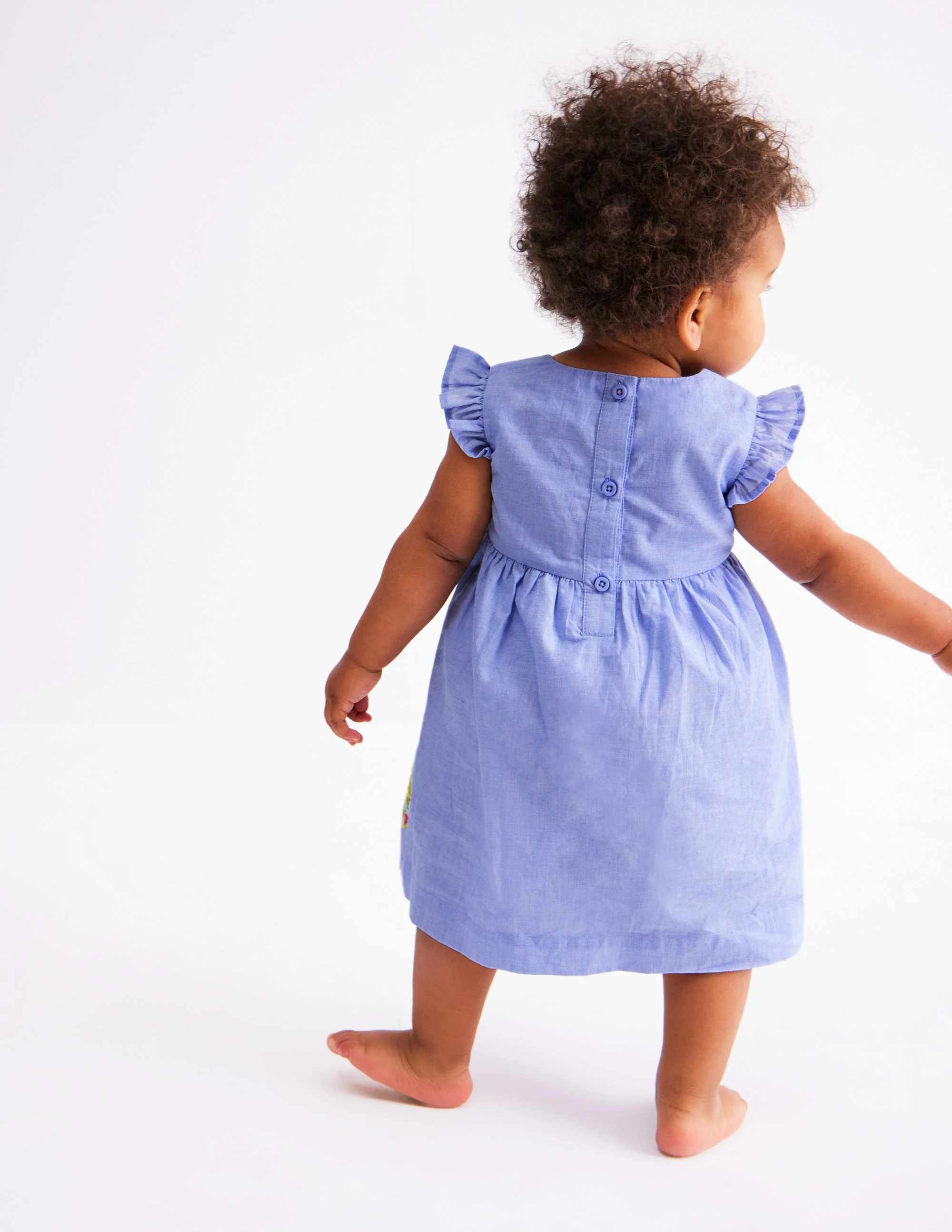 Gewebtes Rüschenkleid-Blau Patchworkblume - Image 3