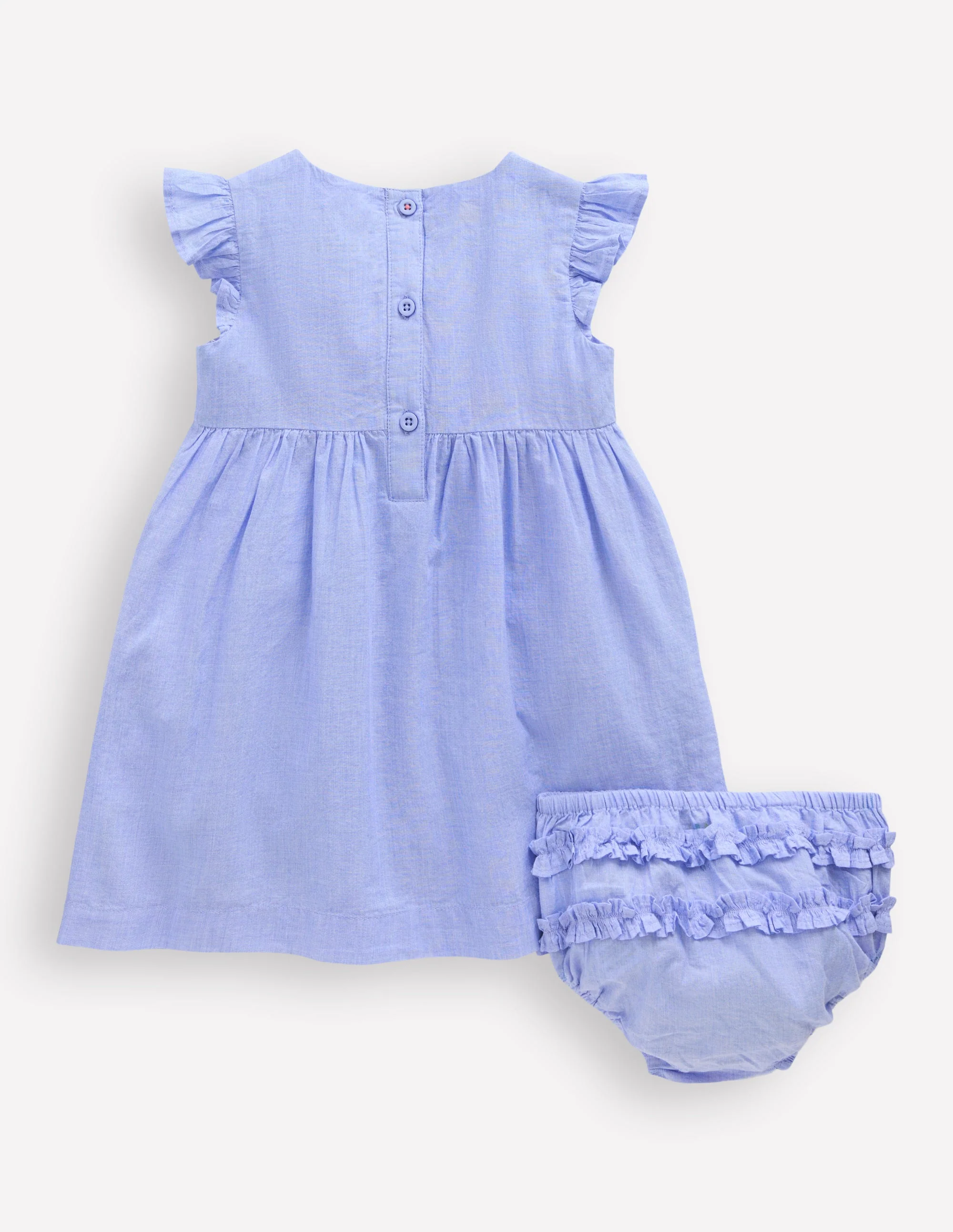 Gewebtes Rüschenkleid-Blau Patchworkblume - Image 5