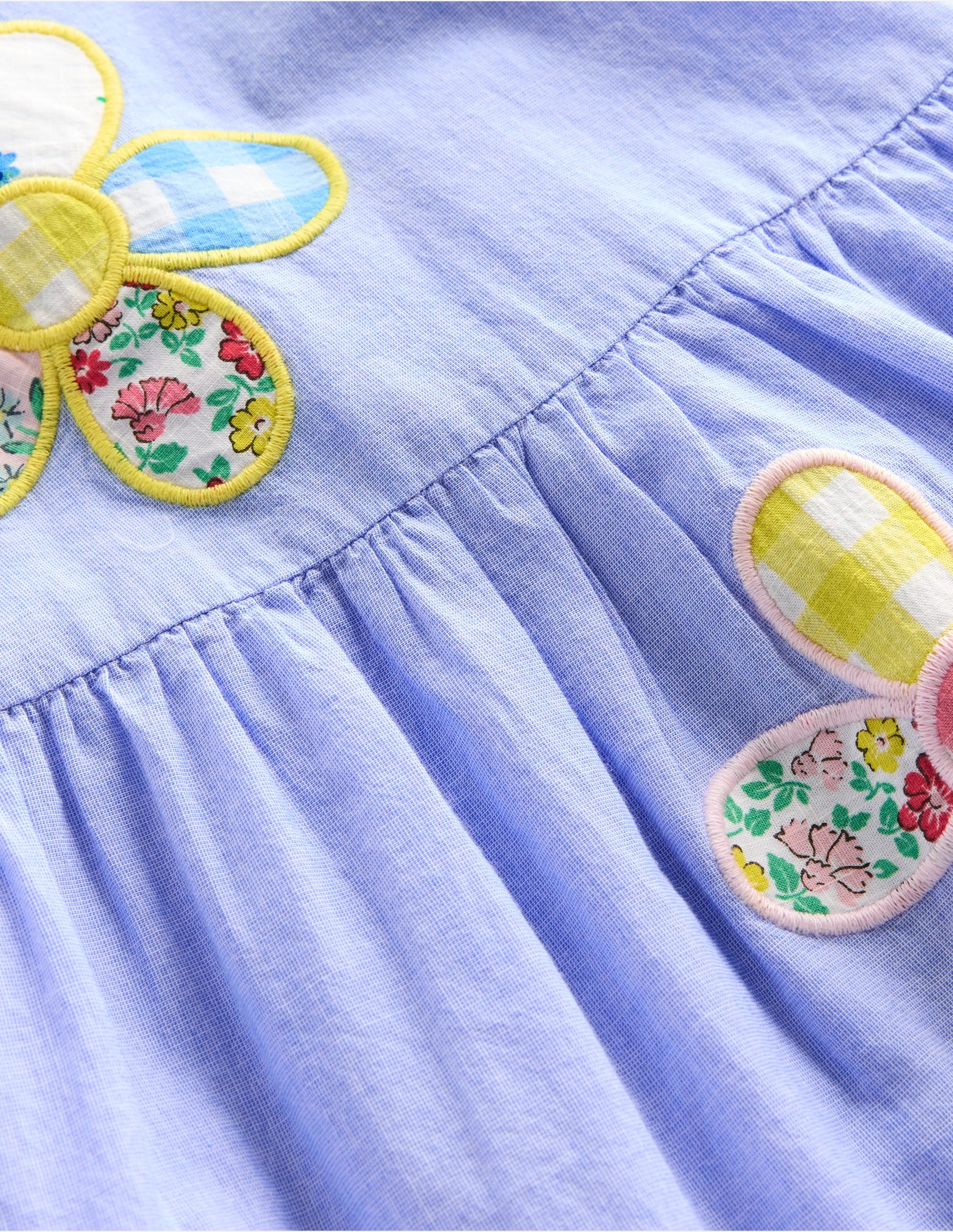 Gewebtes Rüschenkleid-Blau Patchworkblume - Image 6