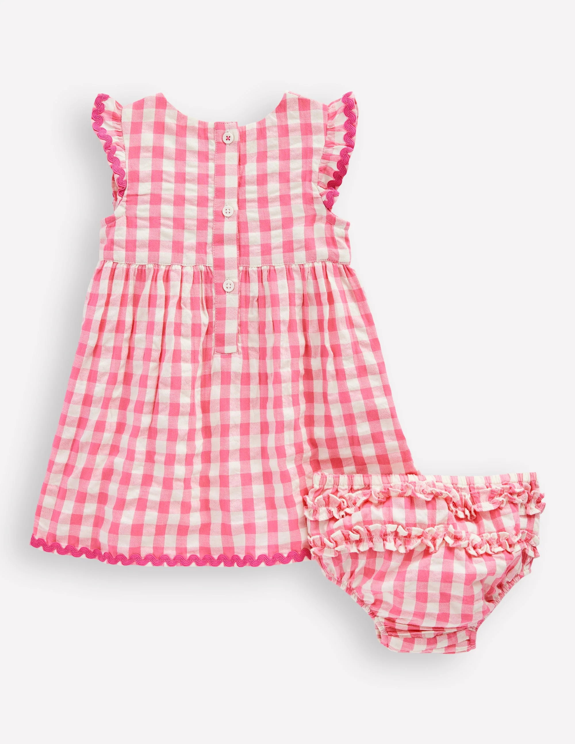Gewebtes Rüschenkleid-Rosa und Naturweiß Vichykaro - Image 2