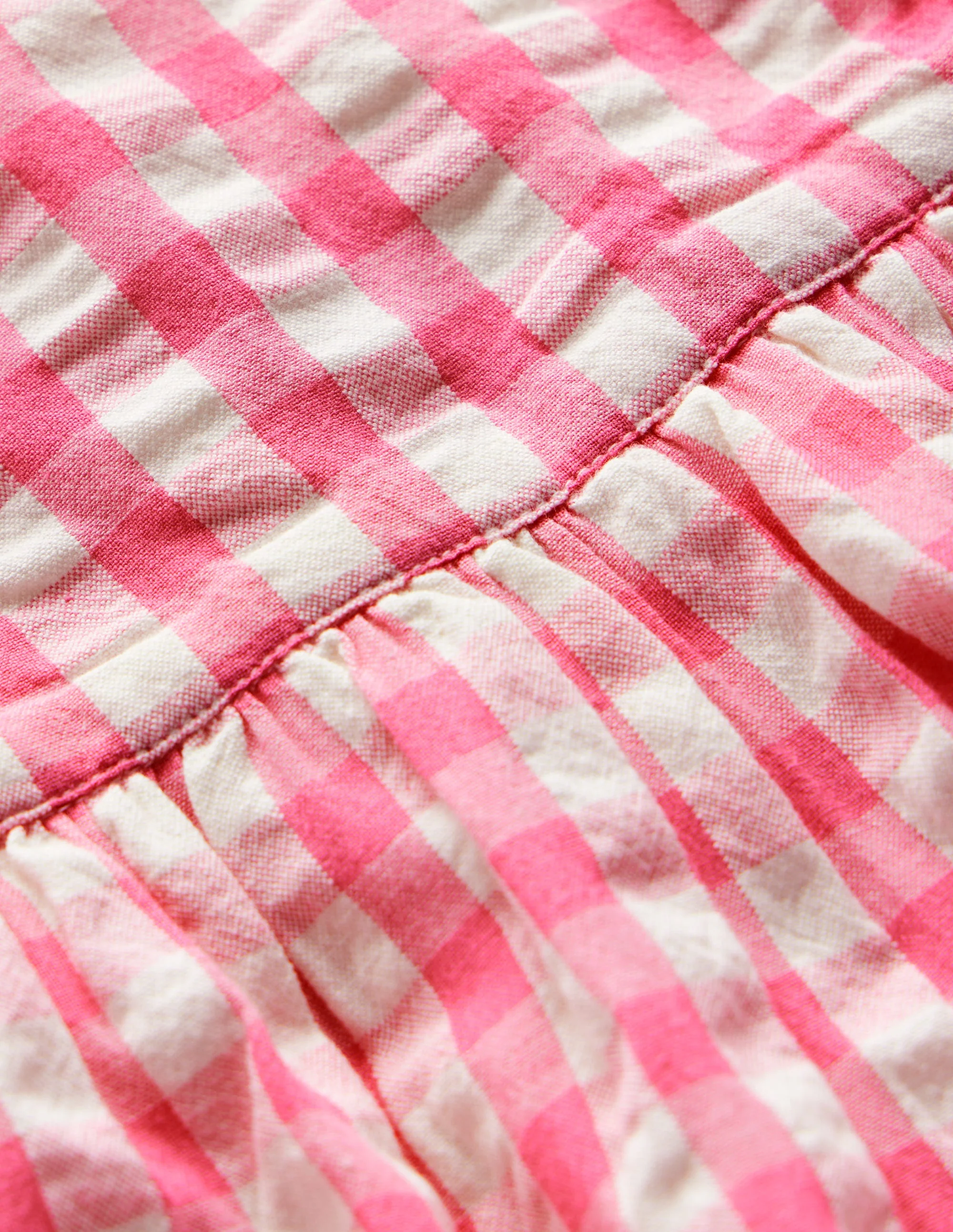 Gewebtes Rüschenkleid-Rosa und Naturweiß Vichykaro - Image 3