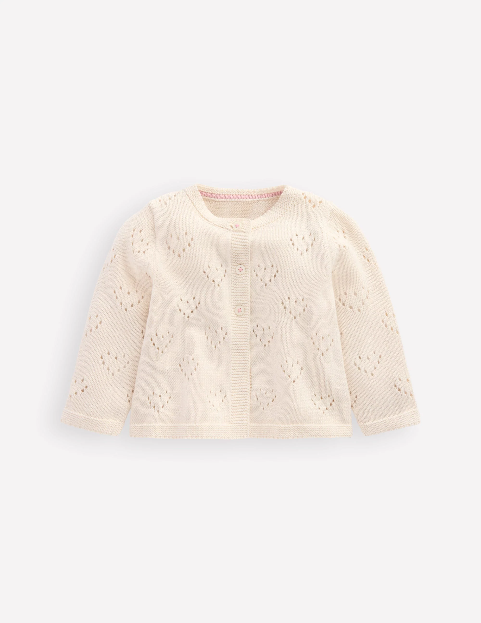 Hübsche Pointelle-Strickjacke-Naturweiß