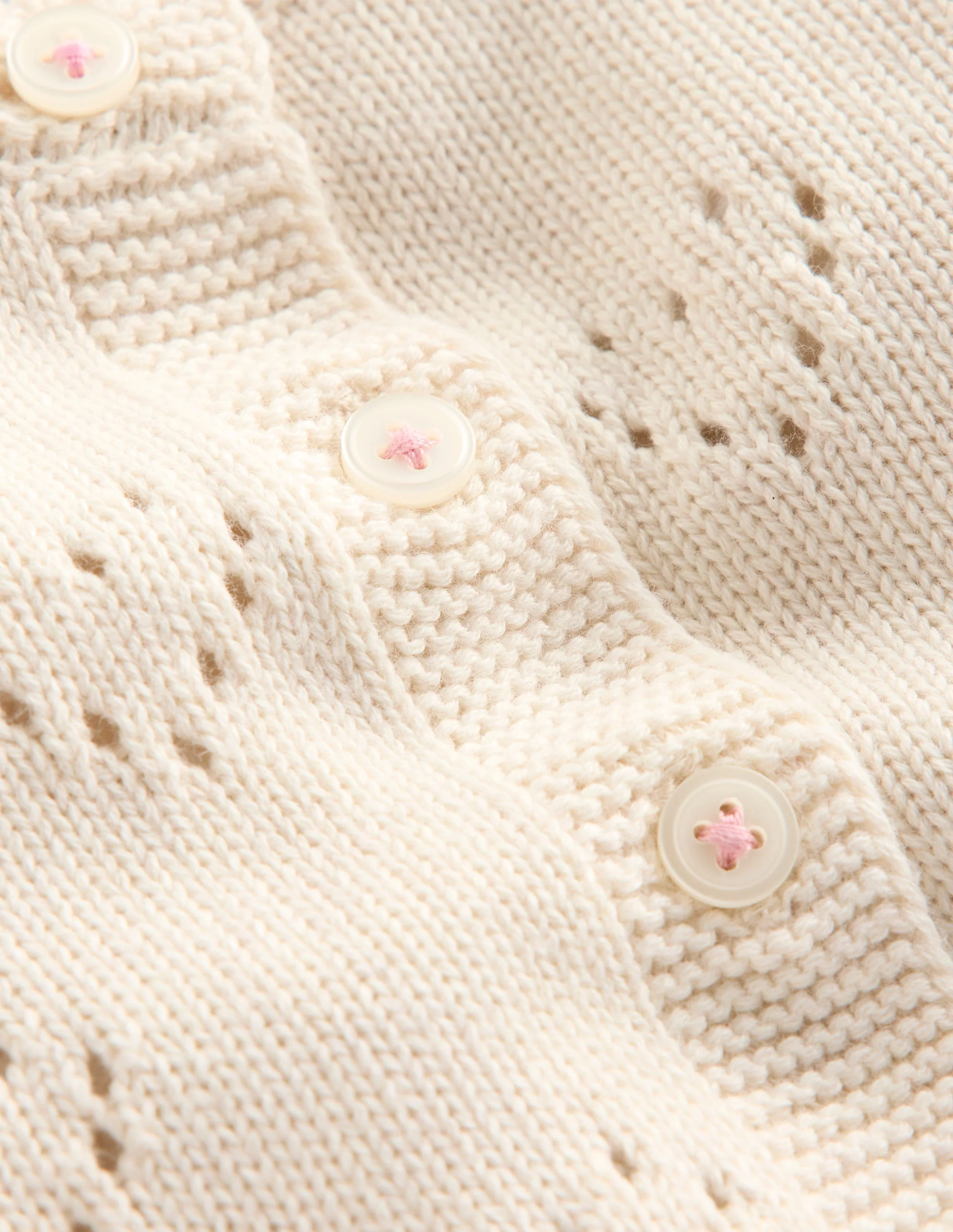 Hübsche Pointelle-Strickjacke-Naturweiß - Image 3