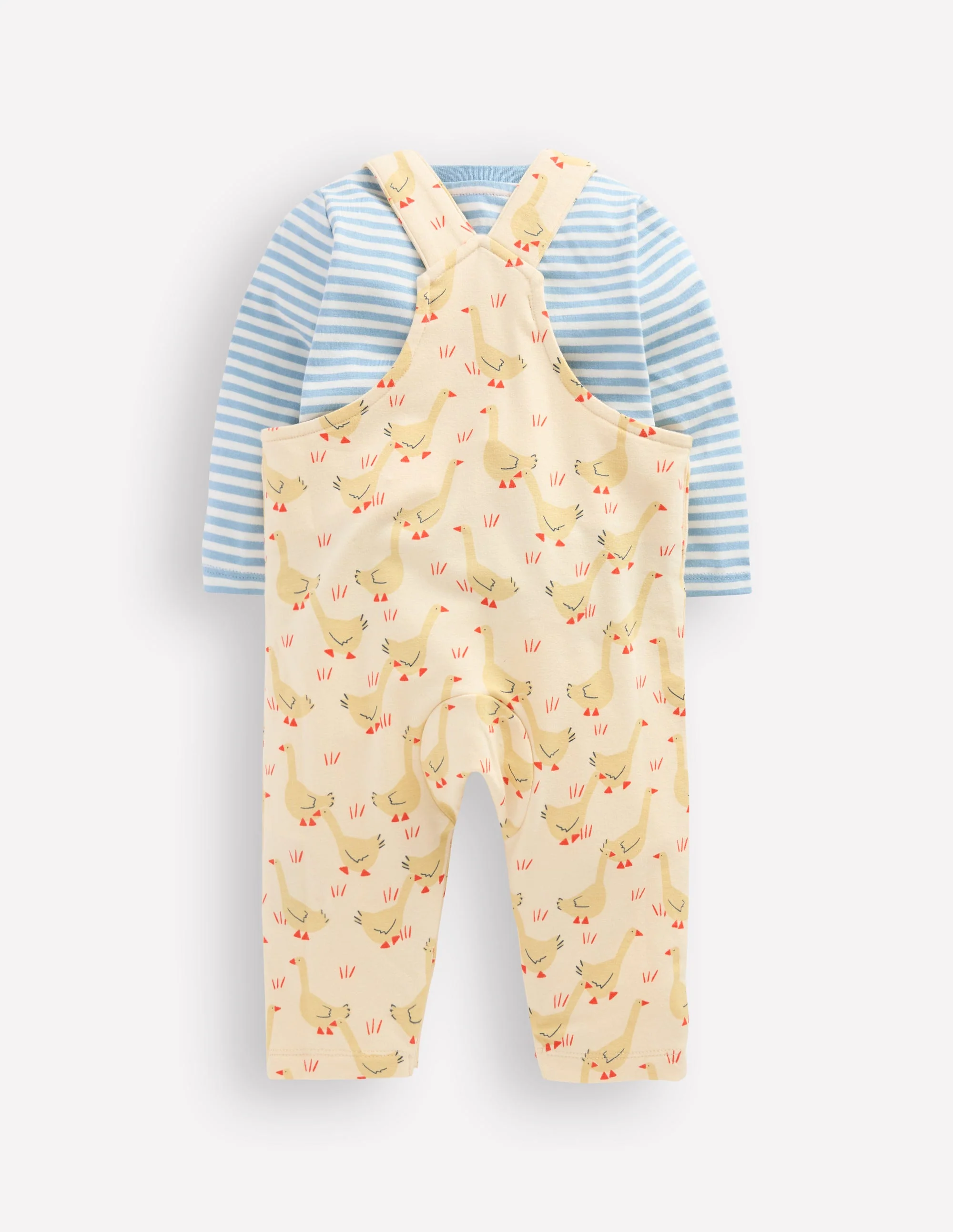 Jersey-Oberteil und Latzhose im Set-Beige Gänse - Image 2