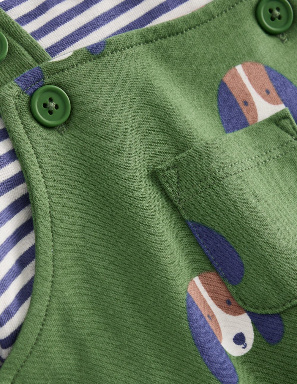Jersey-Oberteil und Latzhose im Set-Grün Hunde - Image 3