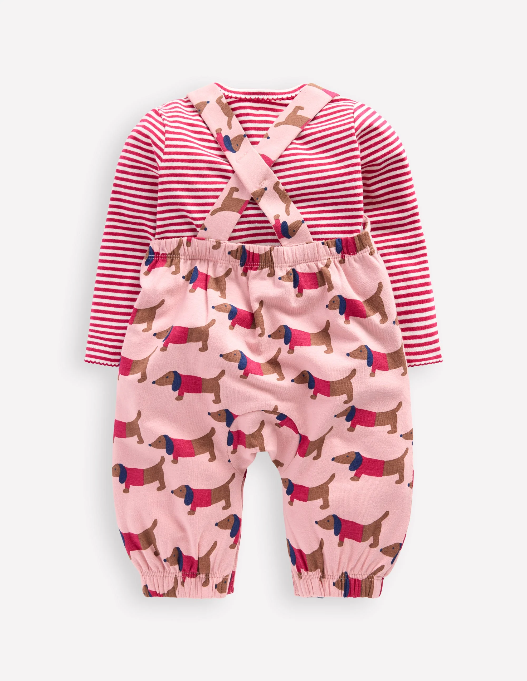 Jersey-Oberteil und Latzhose im Set-Rosa, Dackel - Image 2