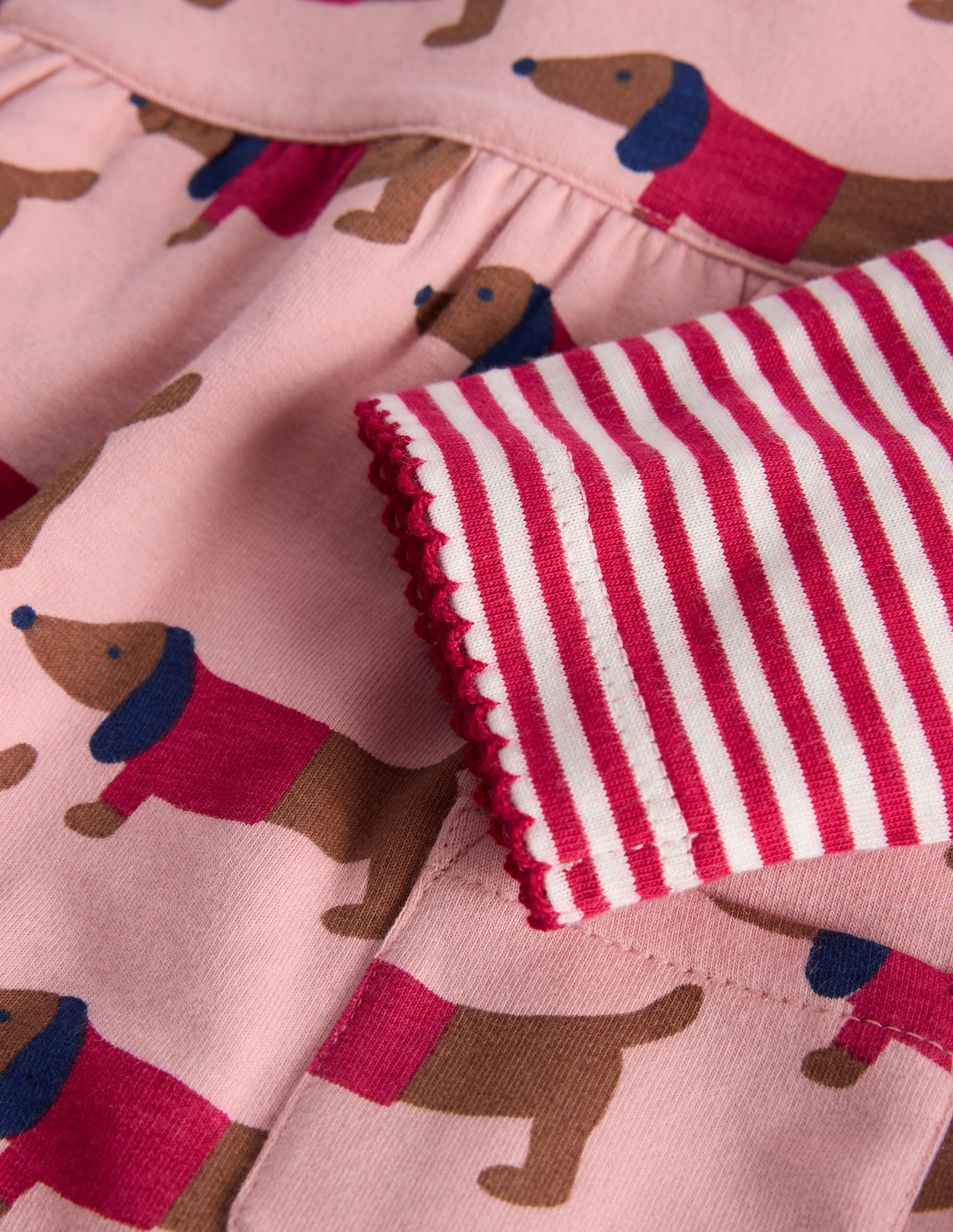 Jersey-Oberteil und Latzhose im Set-Rosa, Dackel - Image 3