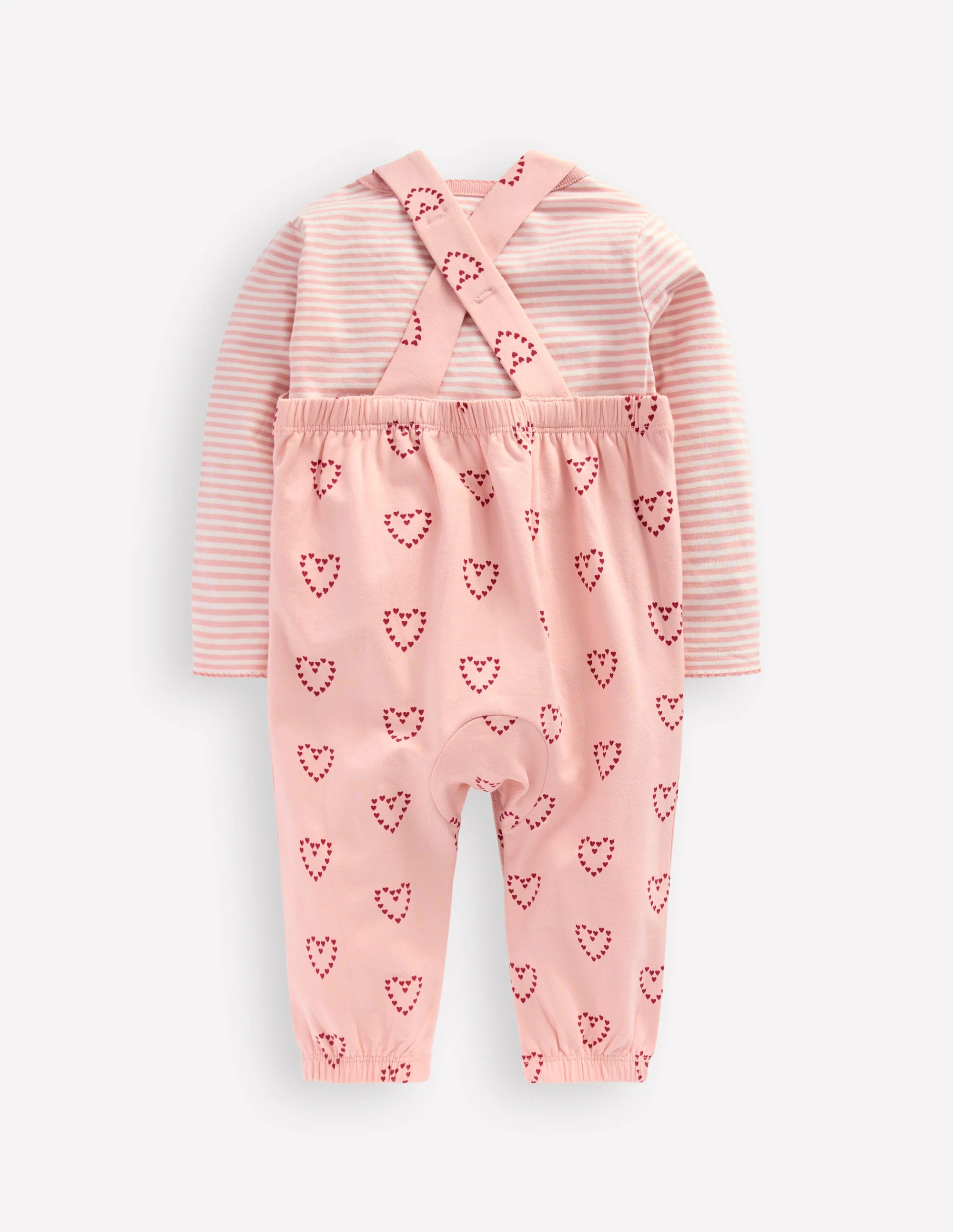 Jersey-Oberteil und Latzhose im Set-Rosa Herzen - Image 2