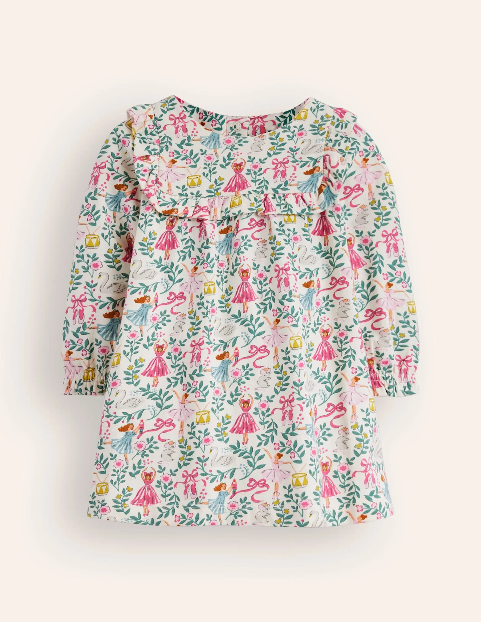 Jersey-Rüschenkleid-Naturweiß Ballett Toile