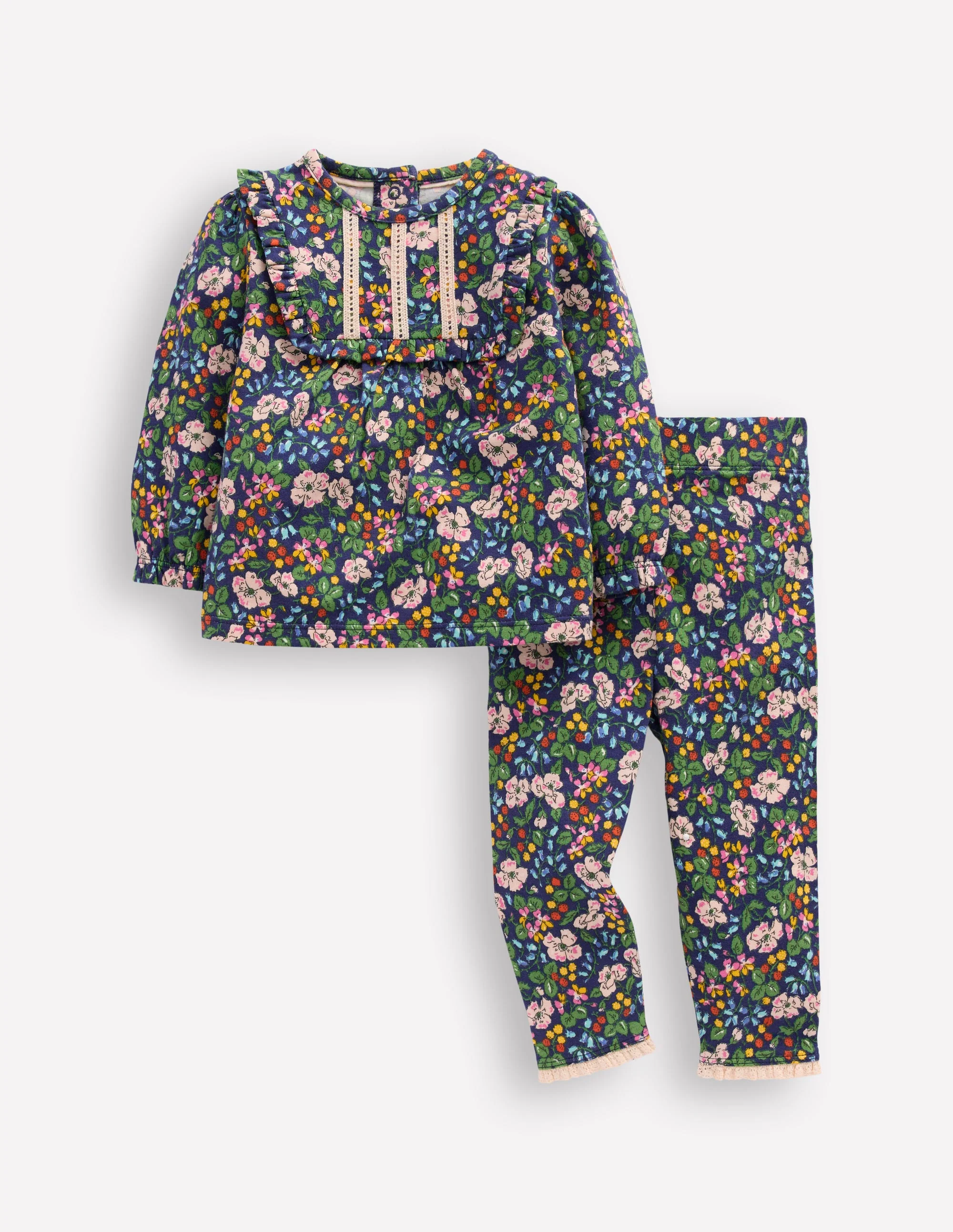 Jersey-Set-Dämmerlicht Beere Blumenmuster