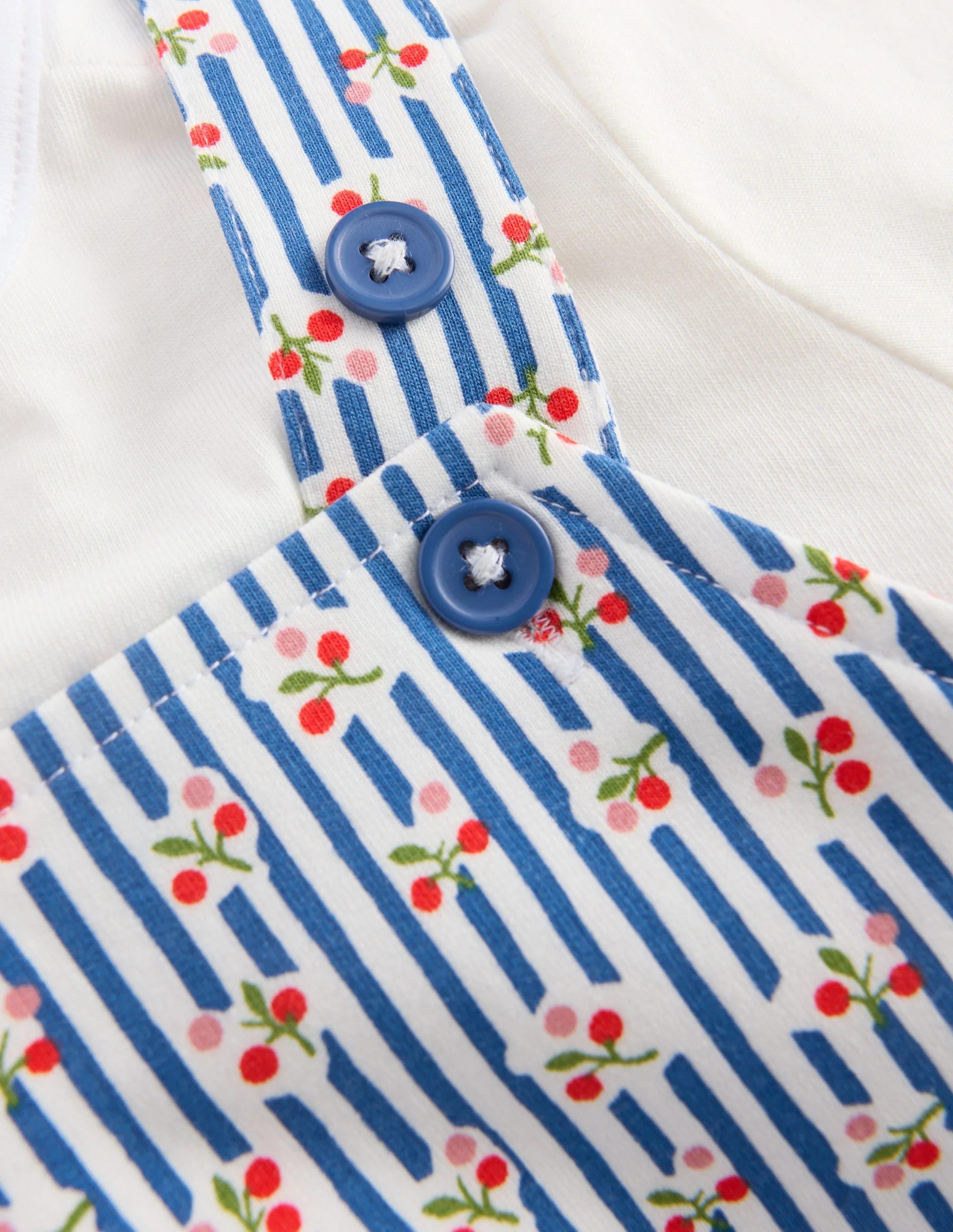 Jersey-Set mit kurzer Latzhose-Blauhäher Kirschen Streifen - Image 3