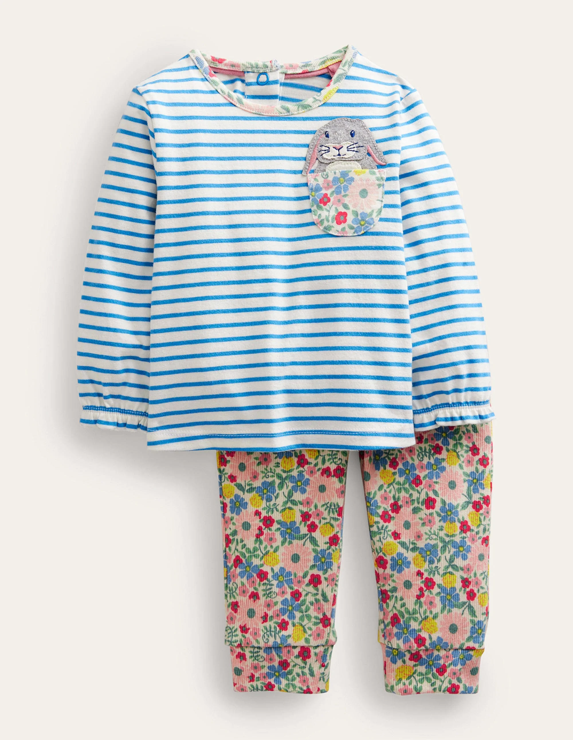 Jersey-Spielset mit Motivtasche-Vanille, Blumenmuster/Häschen
