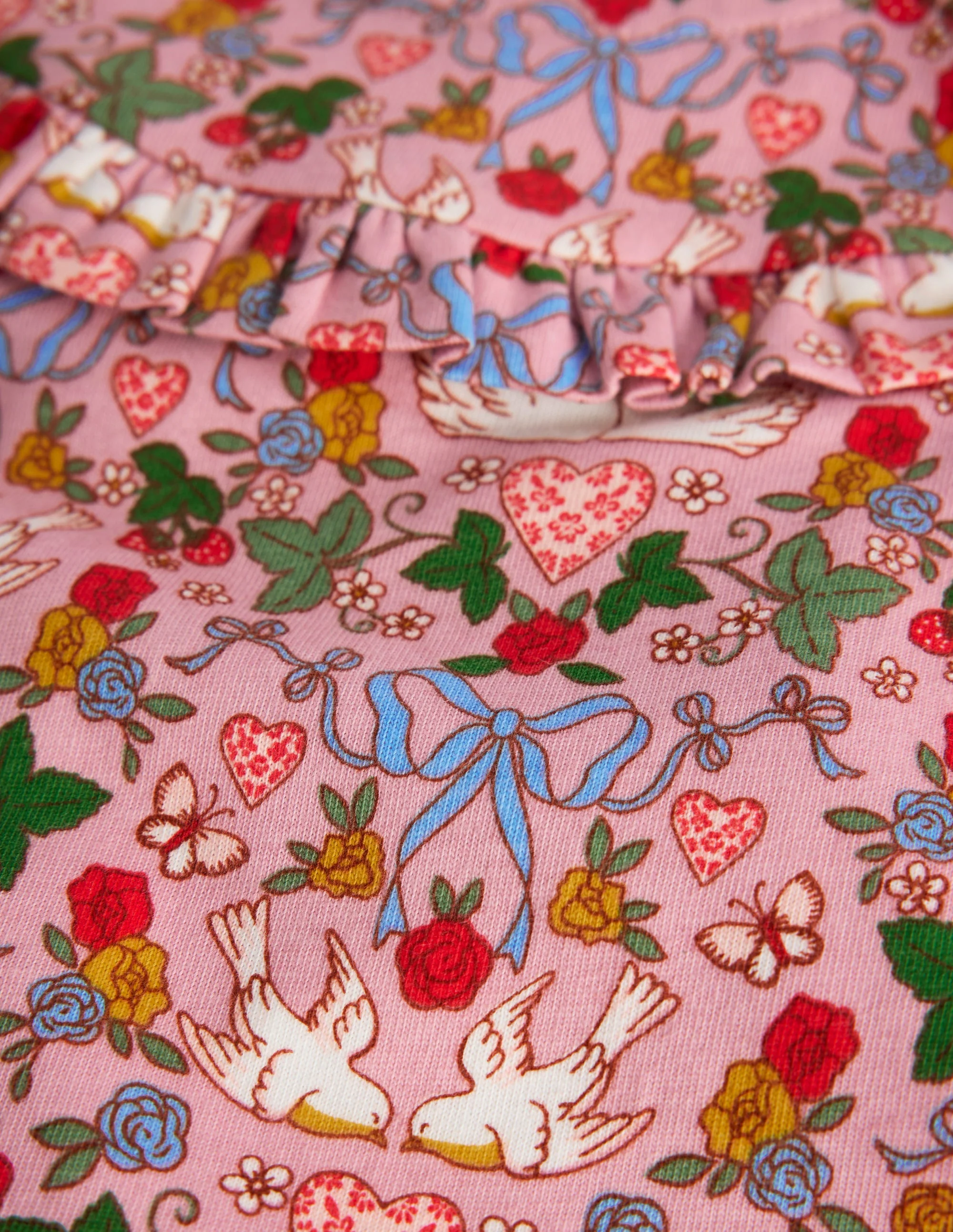 Jersey-Spielset mit Rüschen-Vintage-Rosa Vögel - Image 3