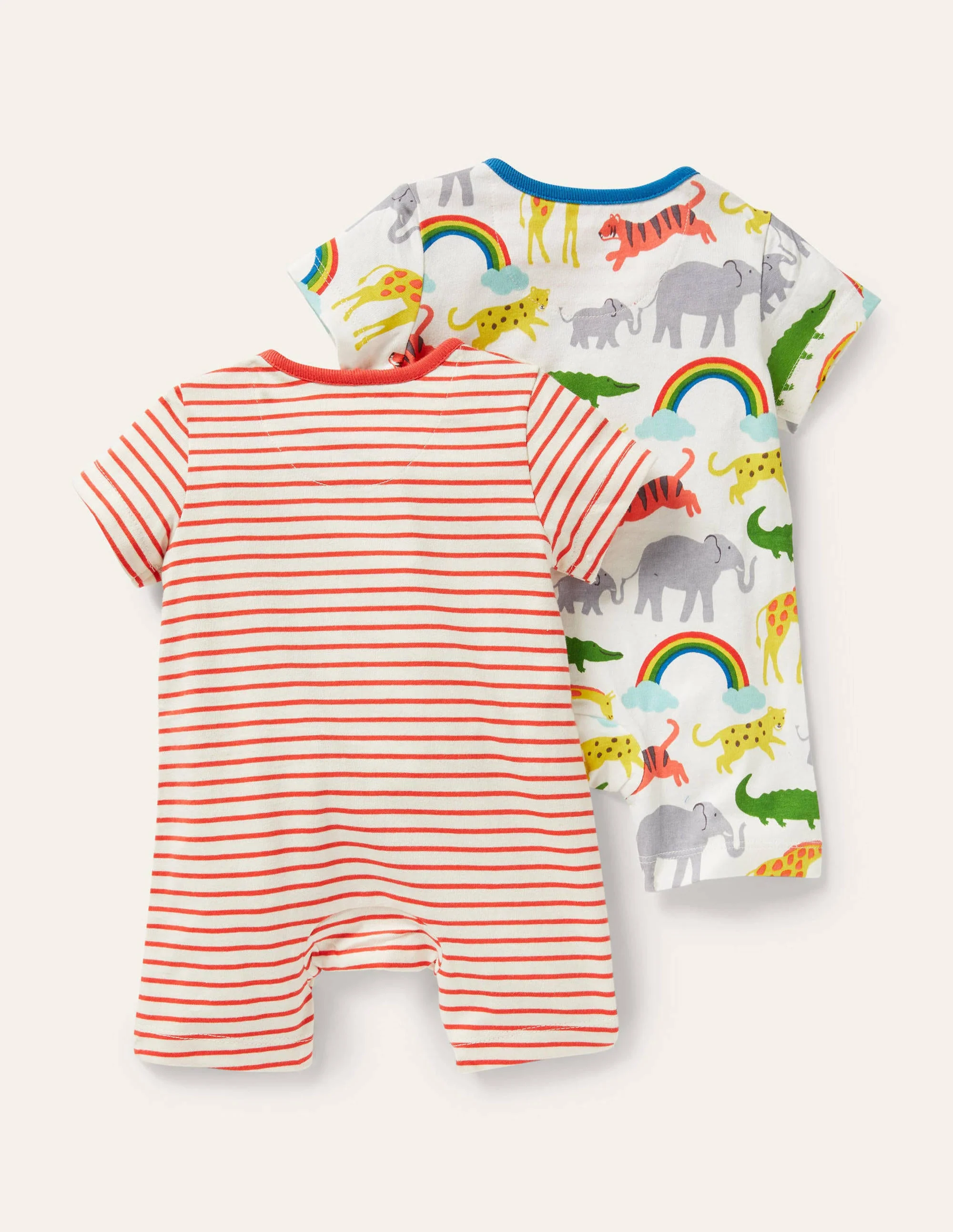 Jersey-Strampler im 2er-Pack-Naturweiß, Regenbogen/Dschungel - Image 2