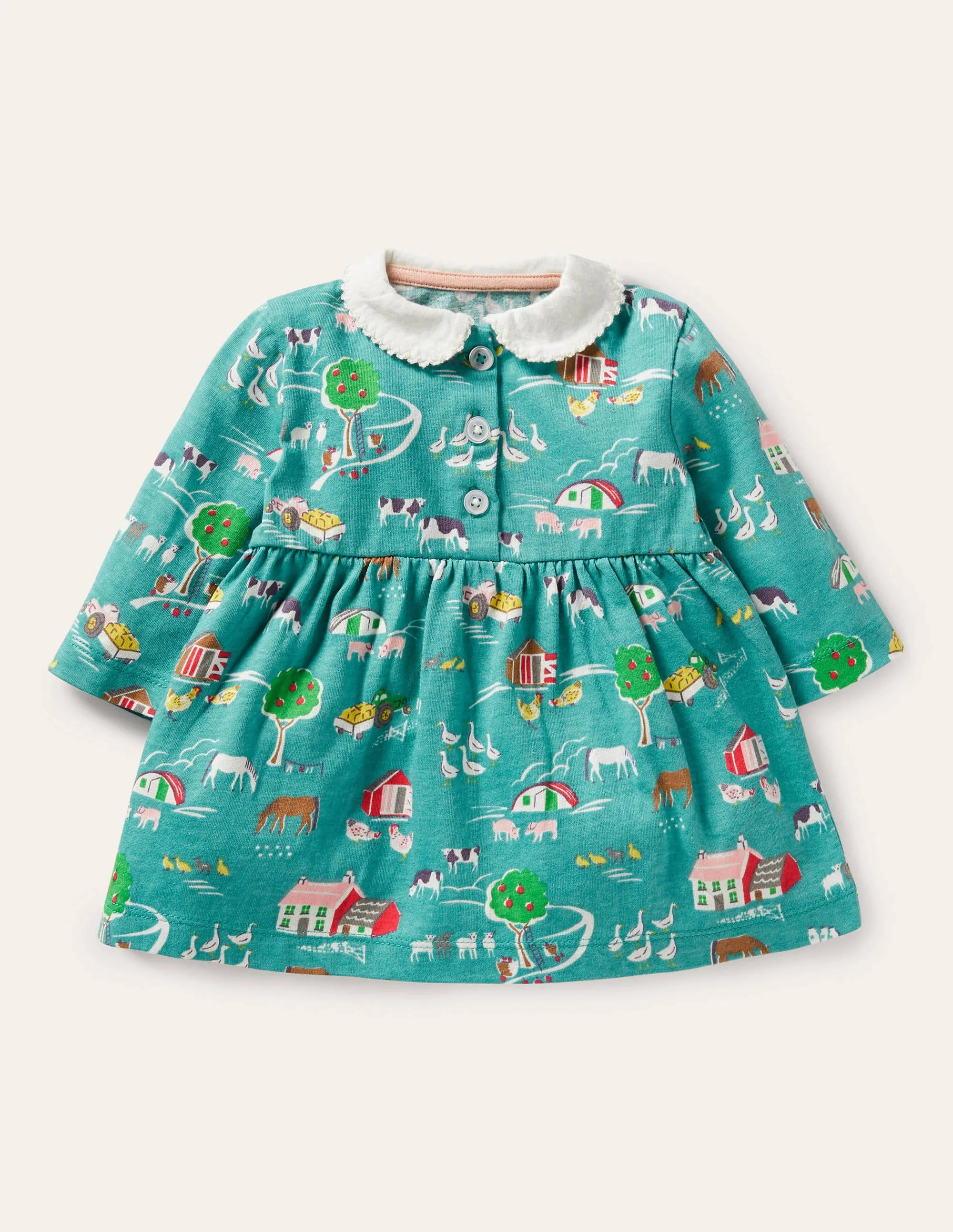 Jerseykleid mit Kragen-Bachblau, Bauernhof