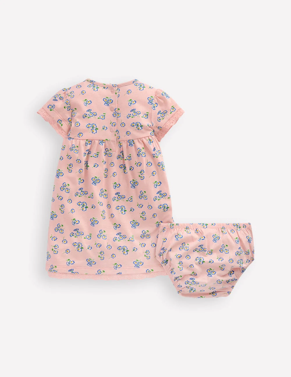 Jerseykleid mit Lochstickerei-Rosa, Filigranes Blumenmuster - Image 2