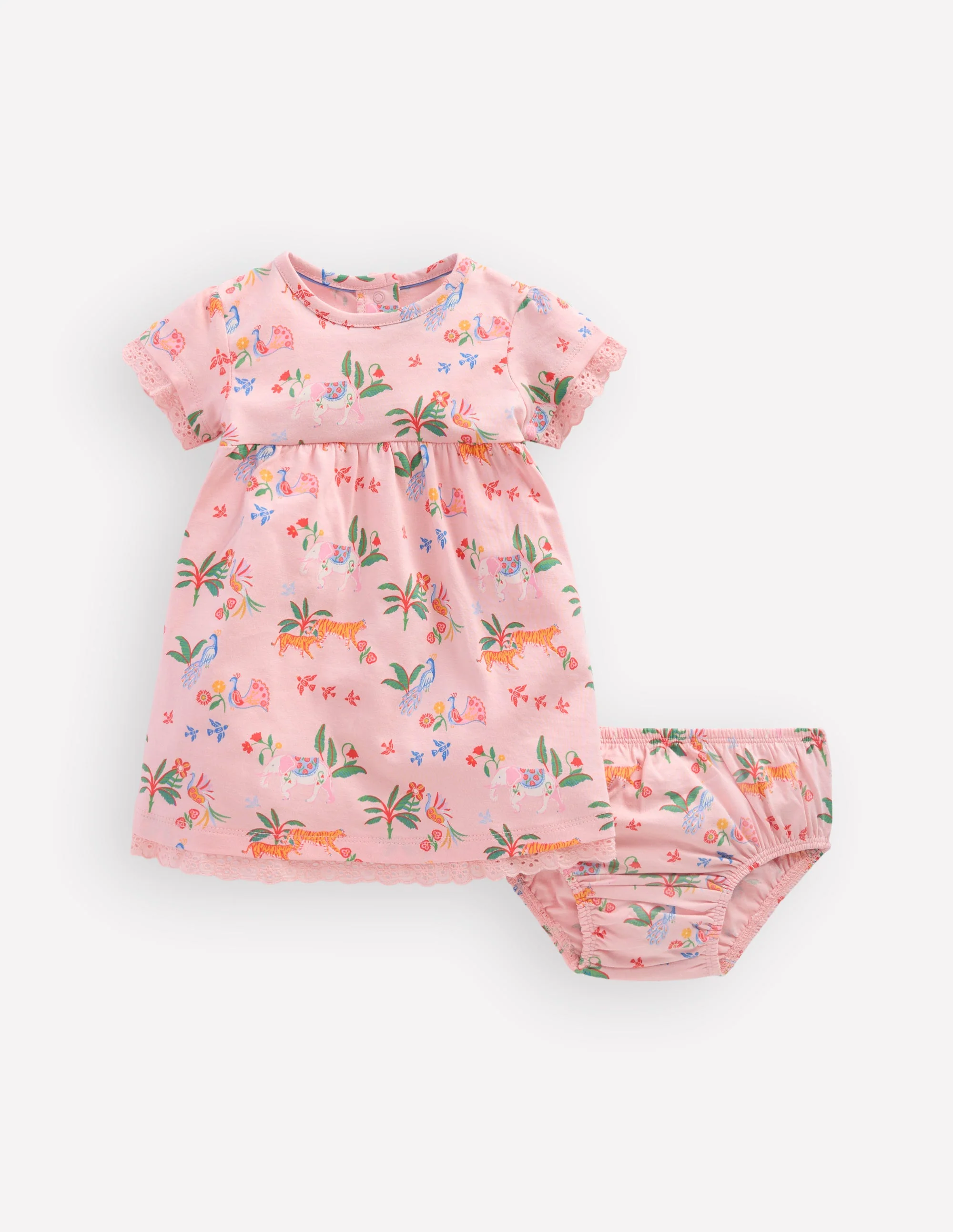 Jerseykleid mit Lochstickerei-Rosa Tropische Tiere - Image 2