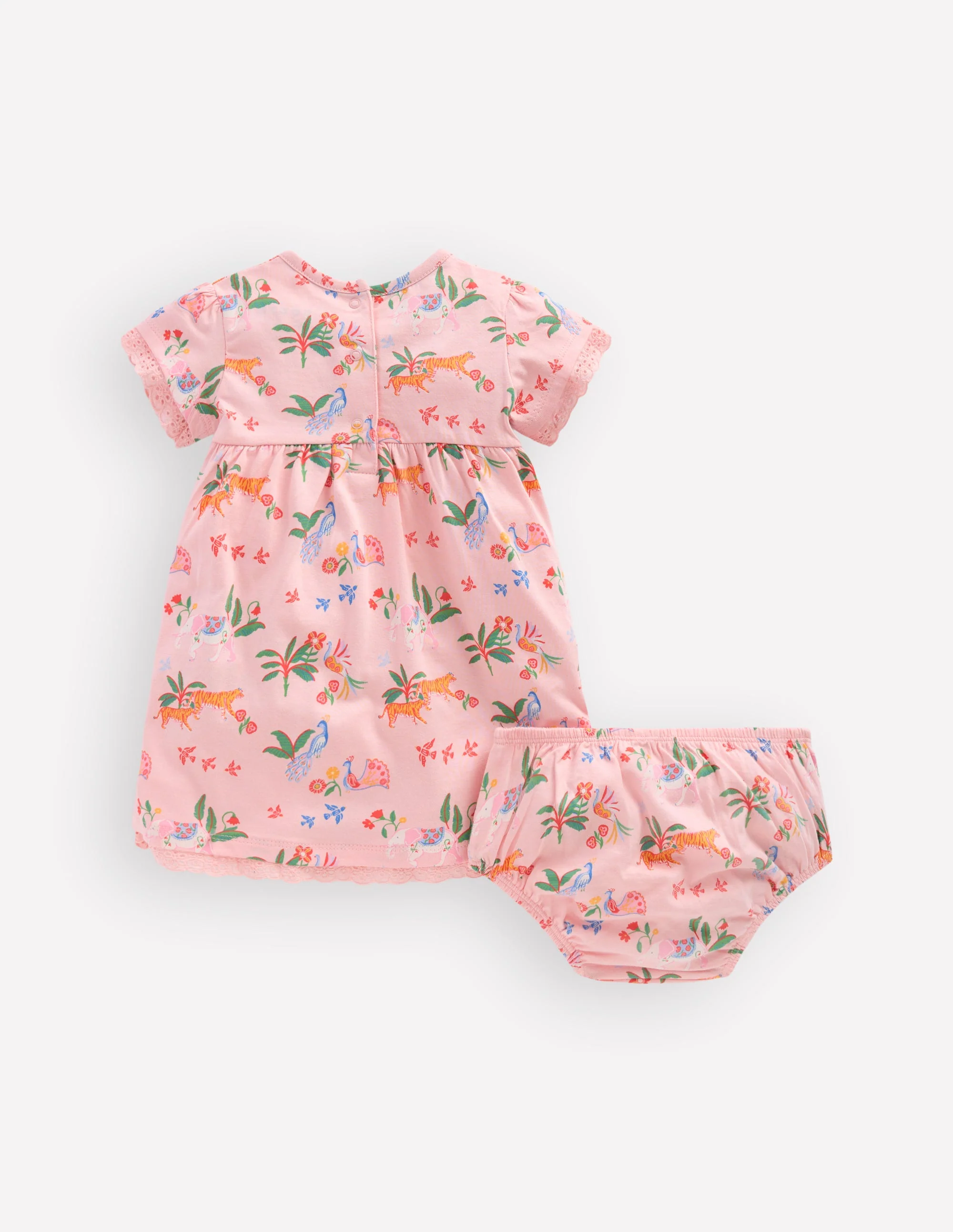 Jerseykleid mit Lochstickerei-Rosa Tropische Tiere - Image 3