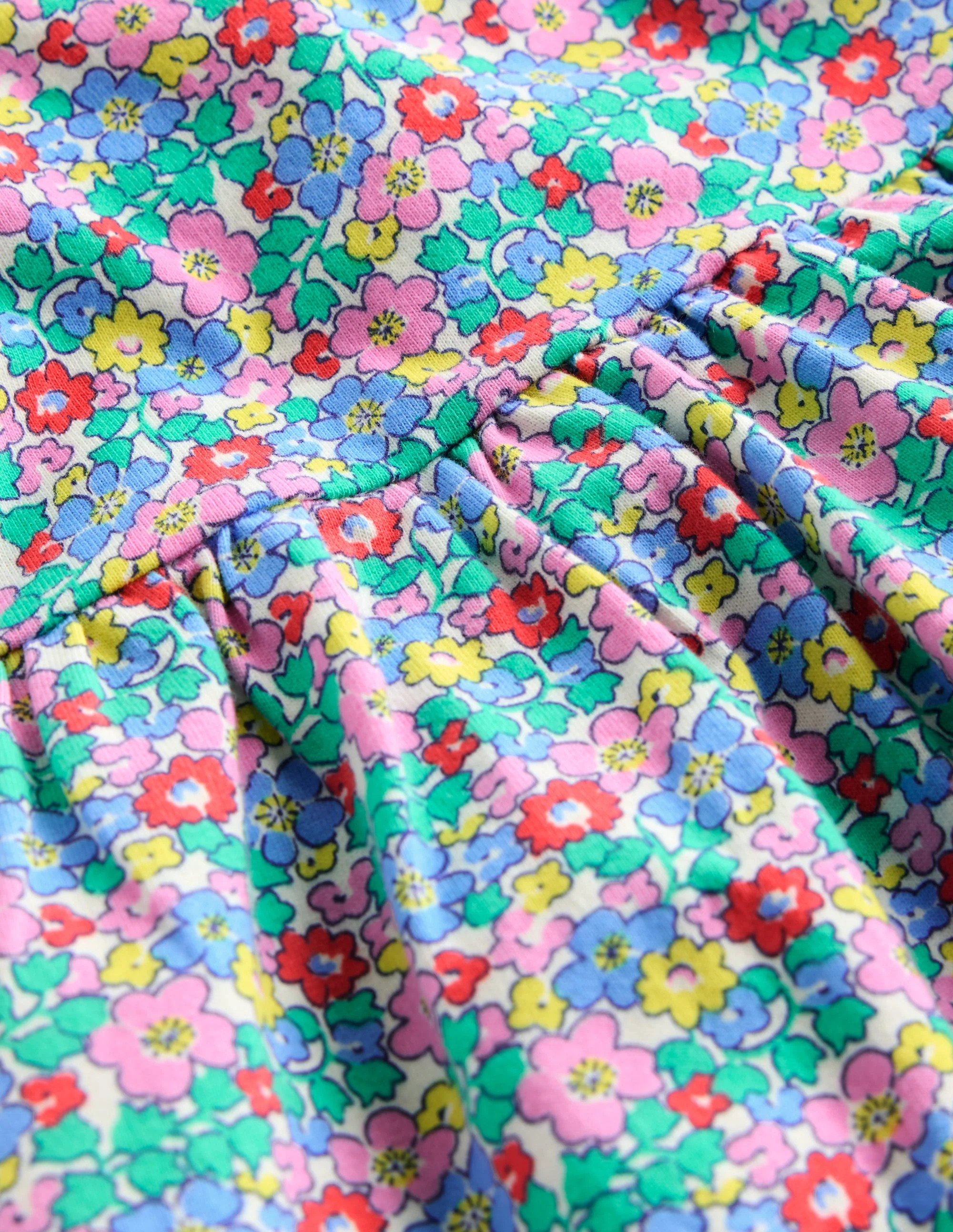 Jerseykleid mit Rüschenärmeln-Bunt Blumenbeet - Image 3