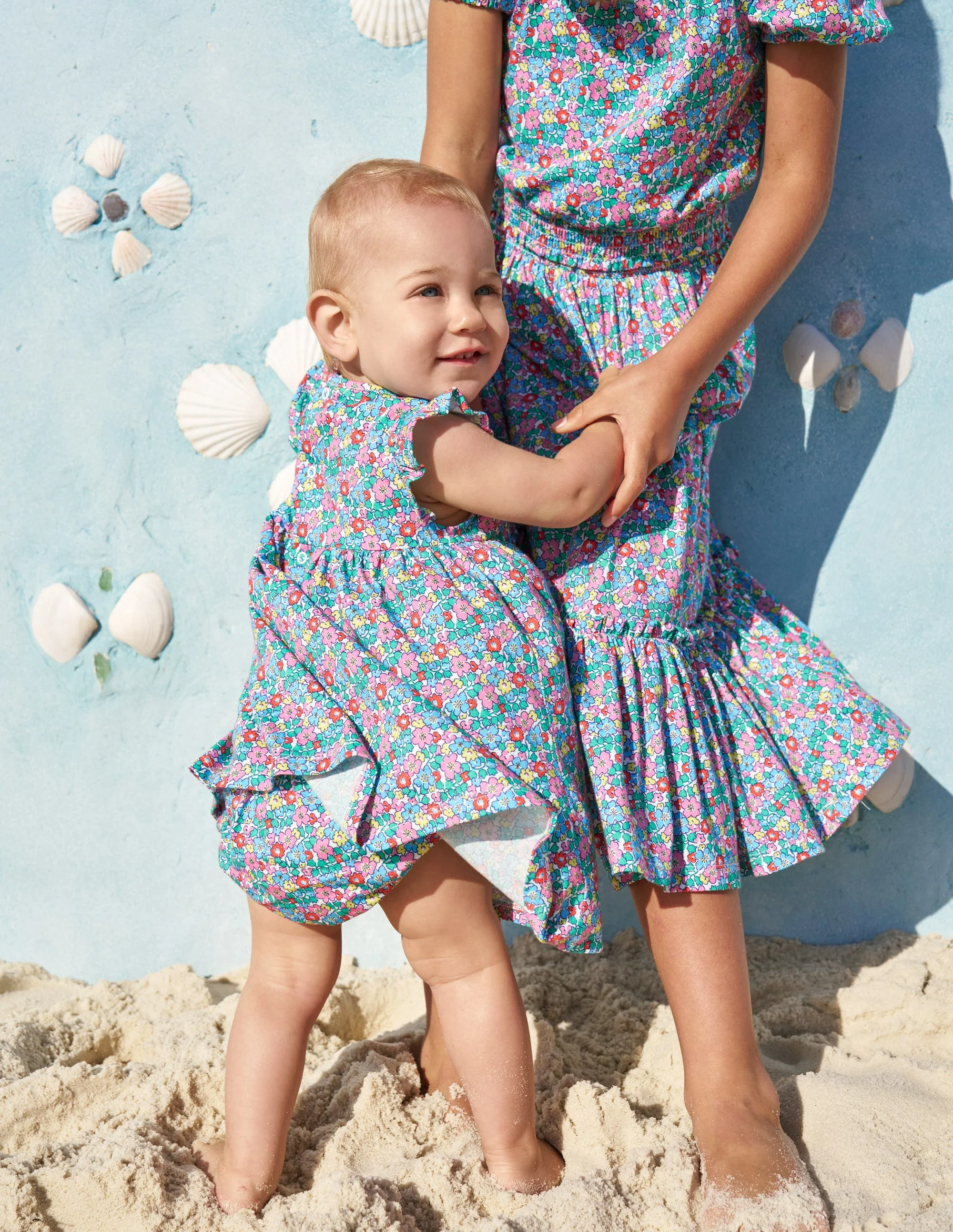 Jerseykleid mit Rüschenärmeln-Bunt Blumenbeet - Image 4