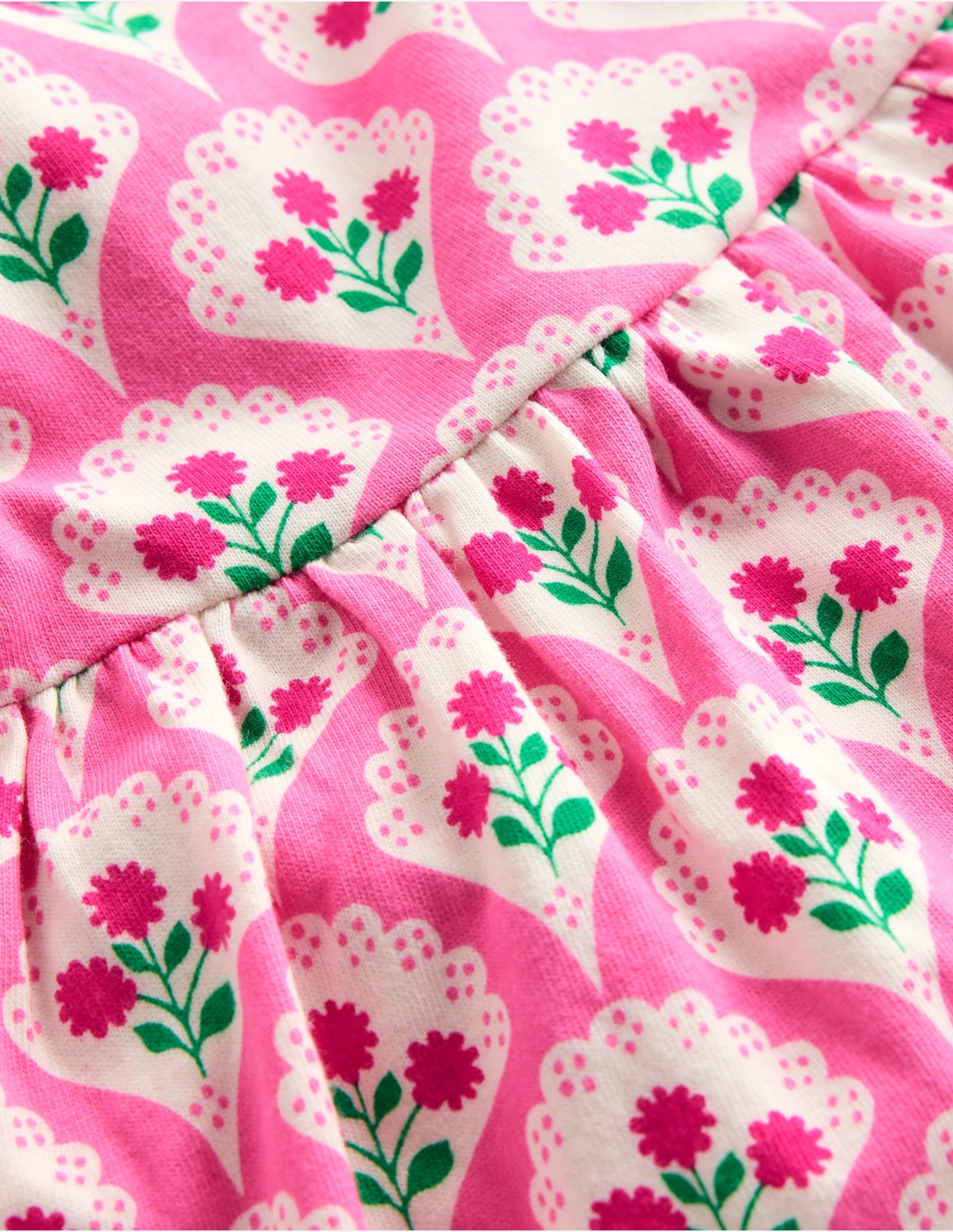 Jerseykleid mit Rüschenärmeln-Rosa Rose Holzblock Blumenmuster - Image 6