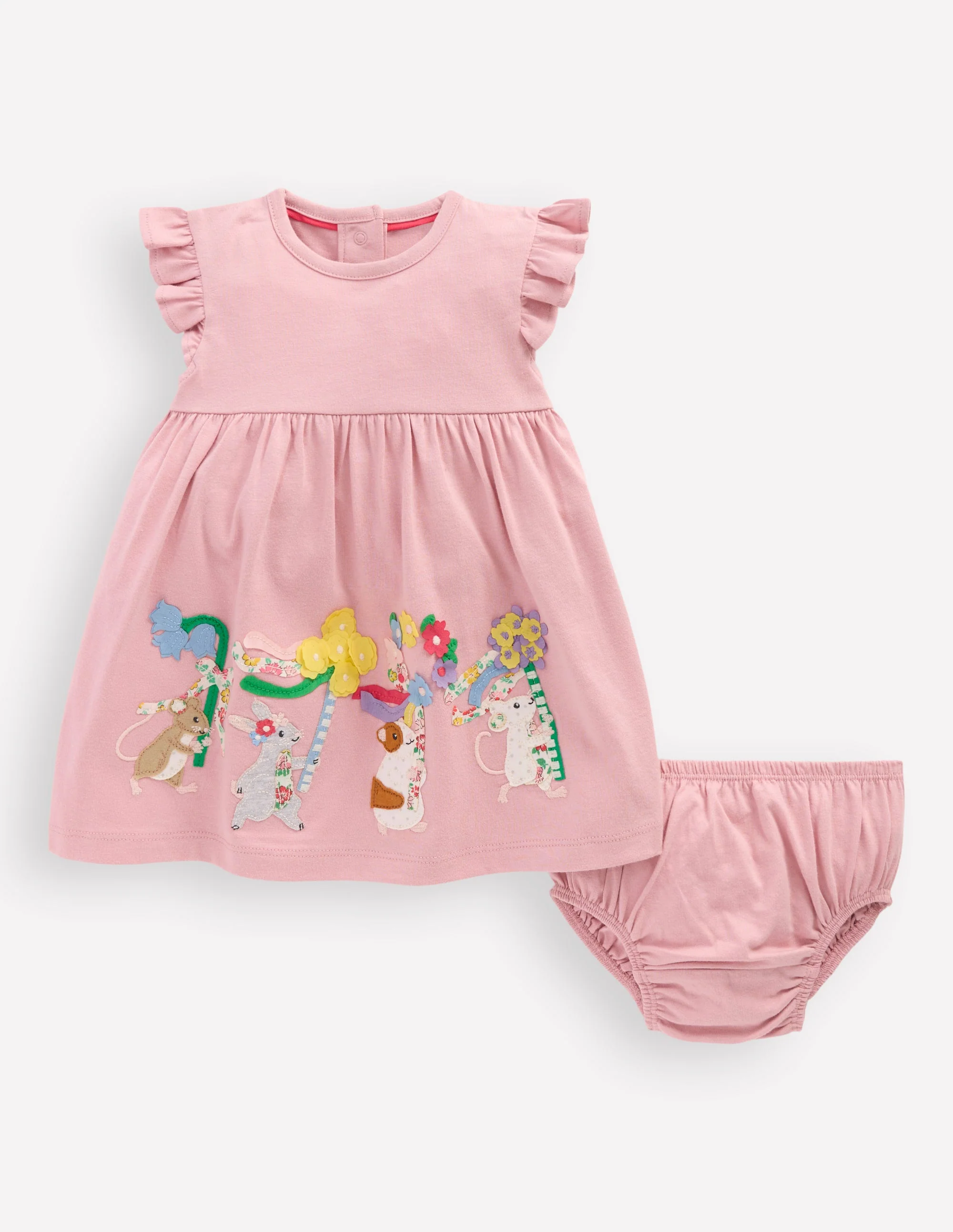 Jerseykleid mit Rüschenärmeln und Logo-Zephyr Maifeiertags-Tiere