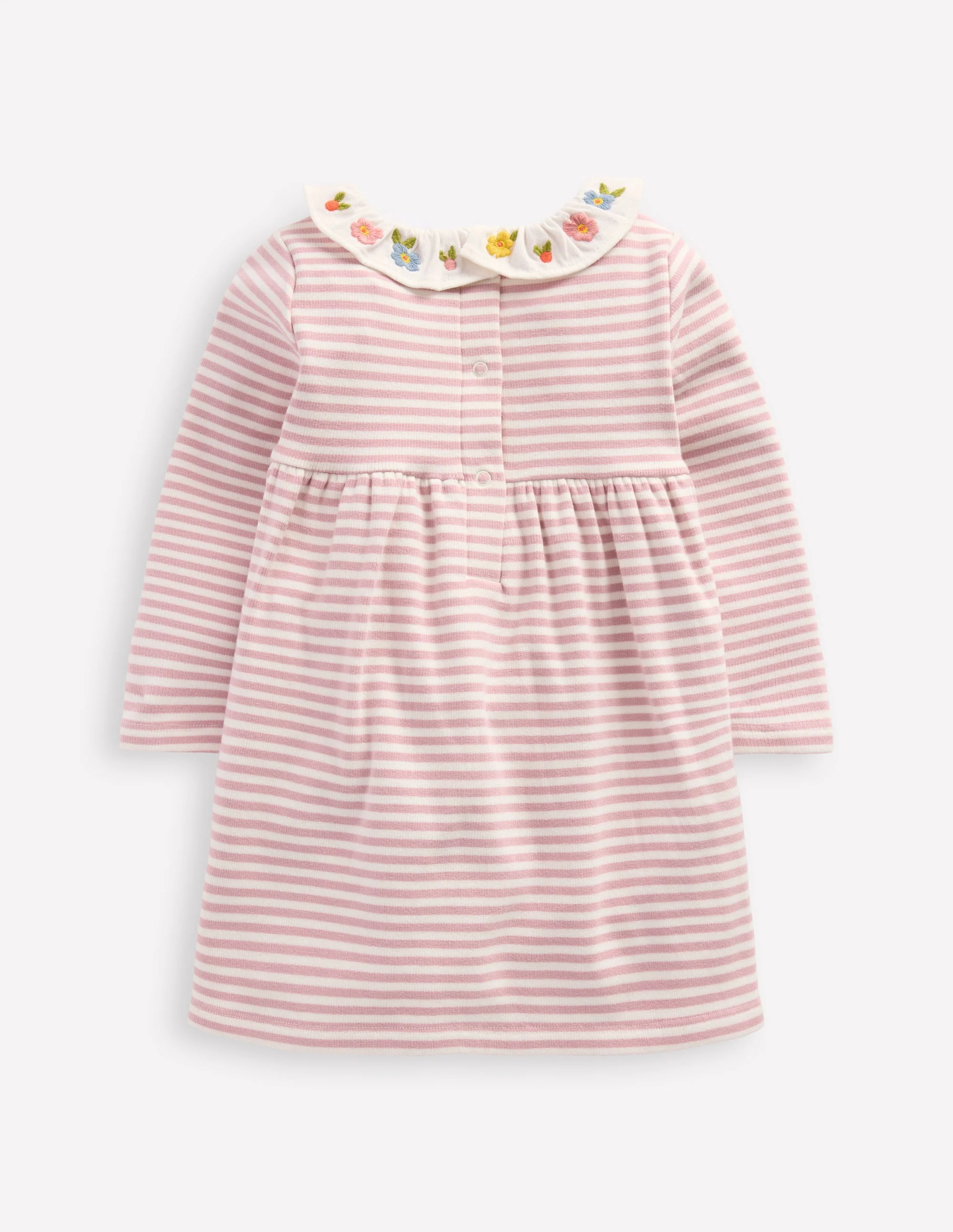 Jerseykleid mit Stickerei-Vintage-Rosa Sanftes Naturweiß Streifen - Image 2