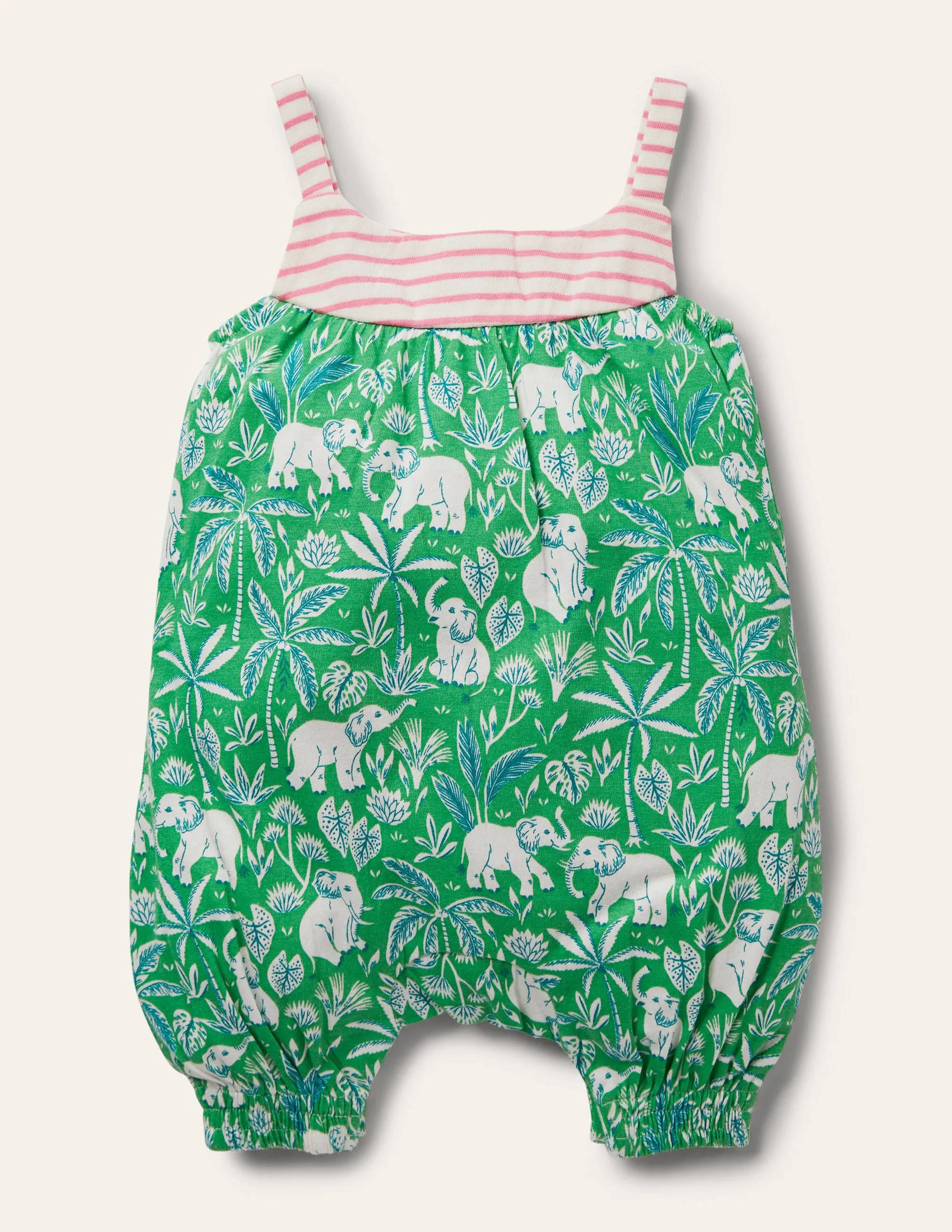 Jerseystrampler mit Trägern-Aloe-Vera-Grün, Elefanten/Palmen - Image 2