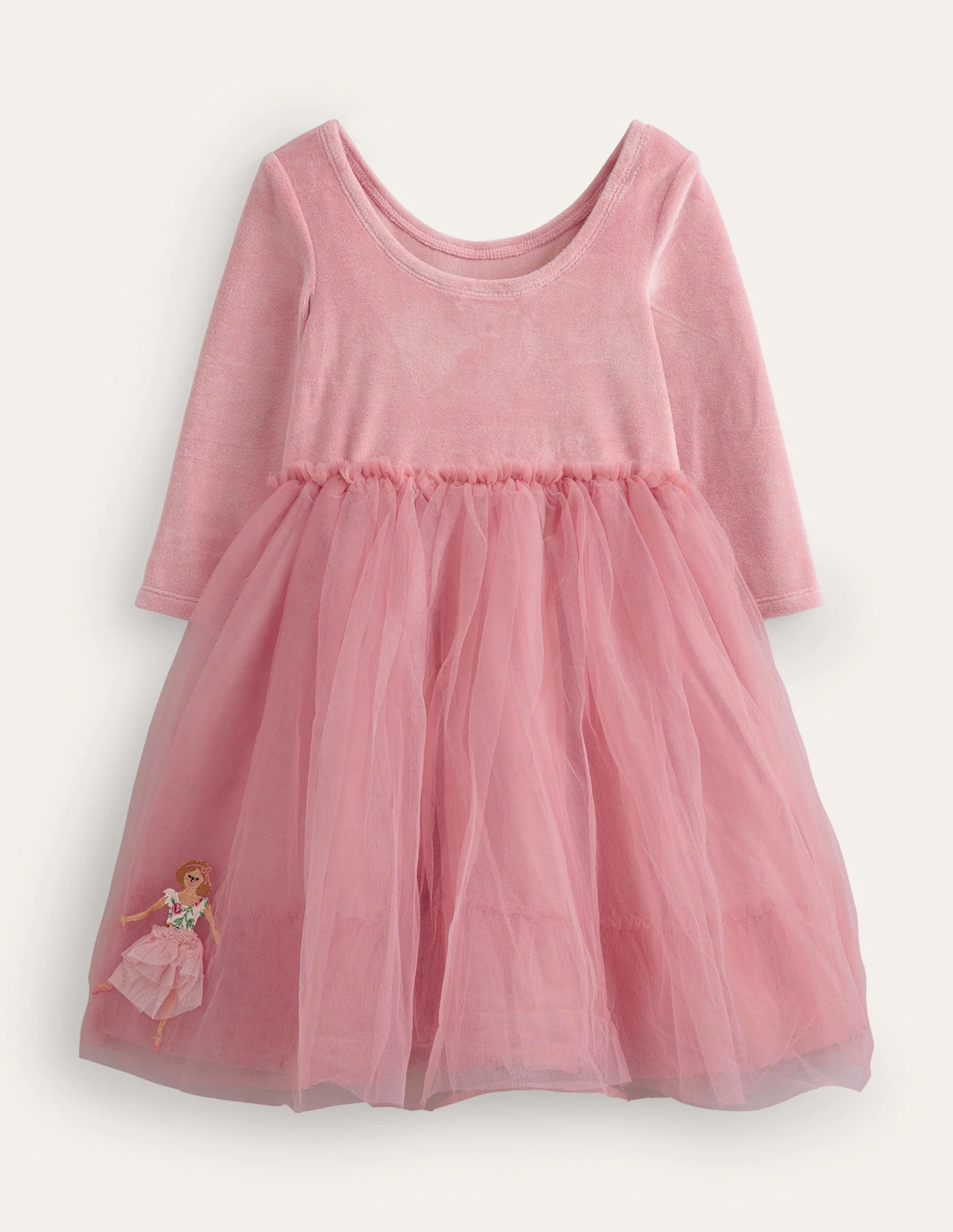 Kleid aus Samt und Tüll mit Applikation-Mandelrosa Ballerinas - Image 2