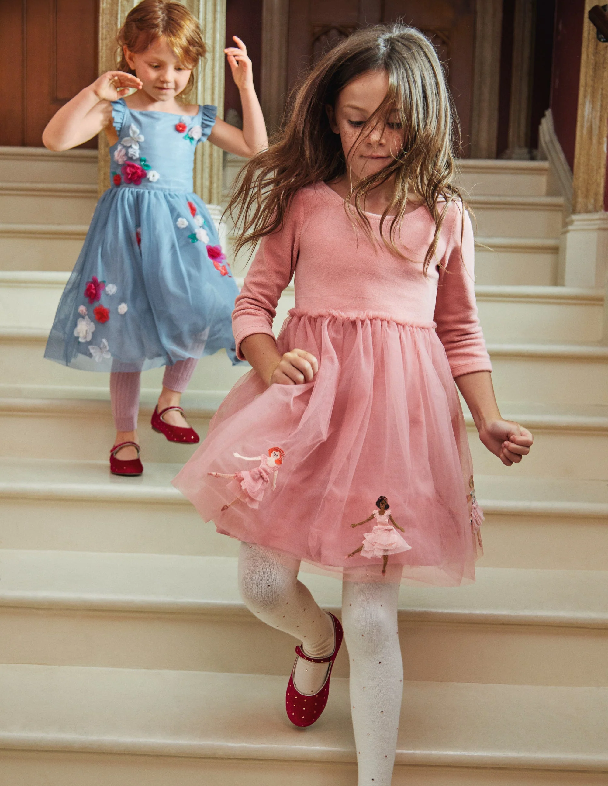Kleid aus Samt und Tüll mit Applikation-Mandelrosa Ballerinas - Image 4
