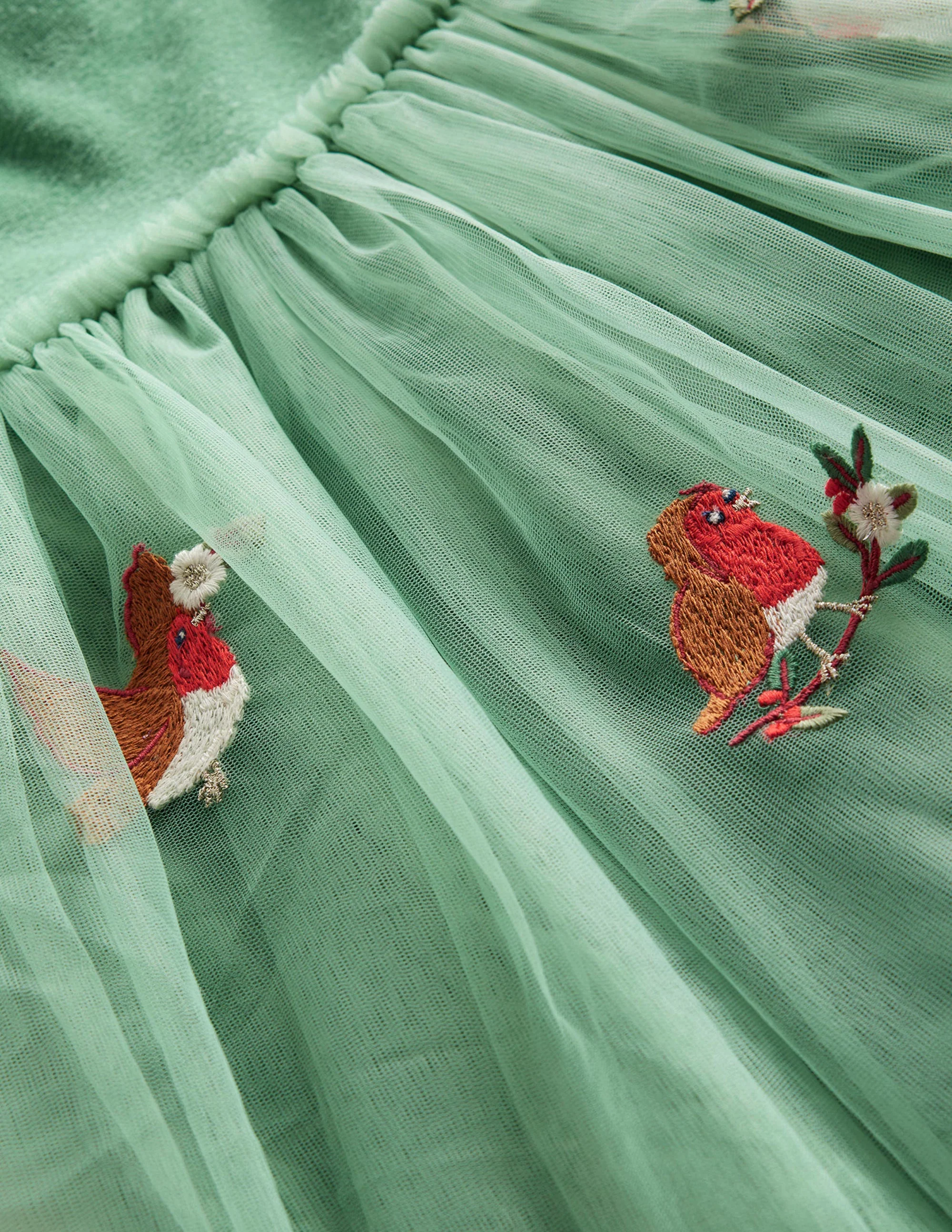 Kleid aus Samt und Tüll mit Applikation-Zultanit Grün Rotkehlchen - Image 3