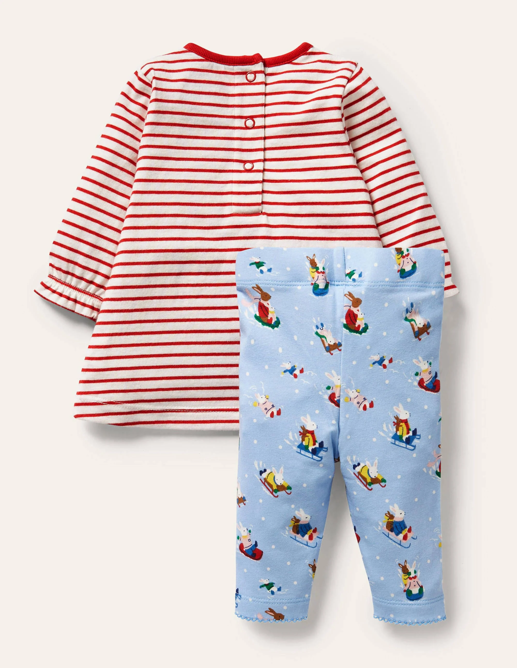 Kleid-Set mit großer Applikation-Himmelblau, Schneehäschen - Image 2
