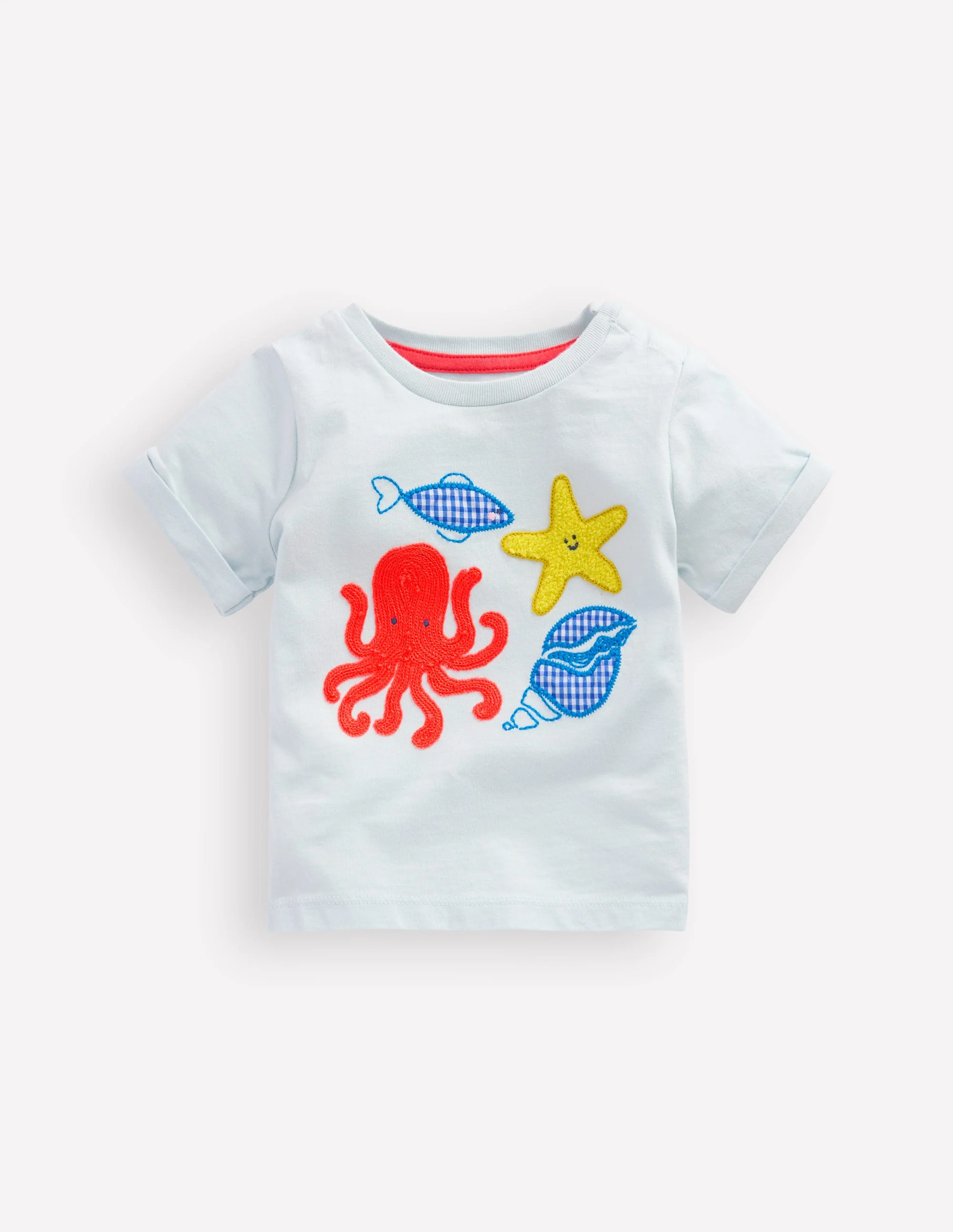 Kurzärmeliges T-Shirt mit Logo-Hellblau Ozean-Motive