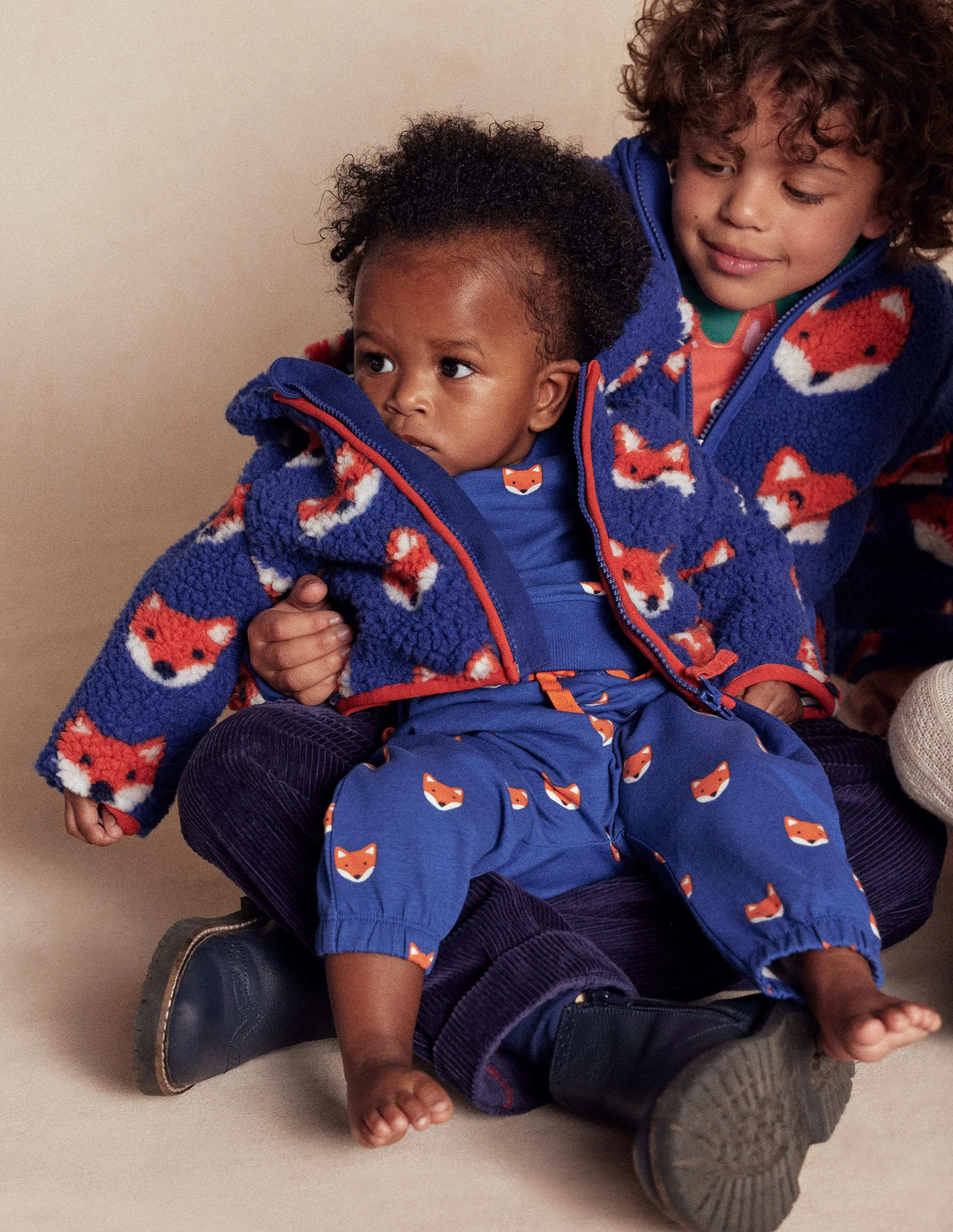 Kuschelige, originelle Teddyfell-Jacke für Jungen-Blau Füchse - Image 4