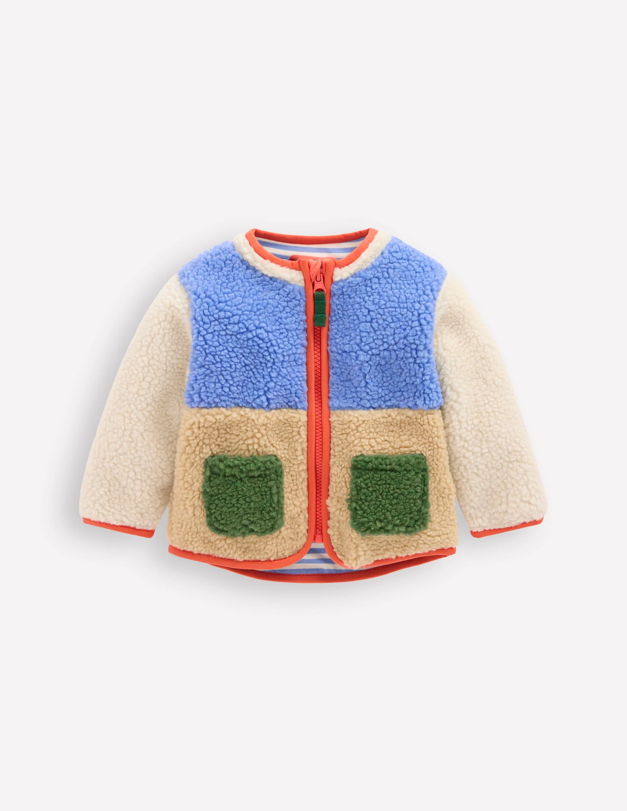 Kuschelige Teddyfell-Jacke-Bunt Blockfarben