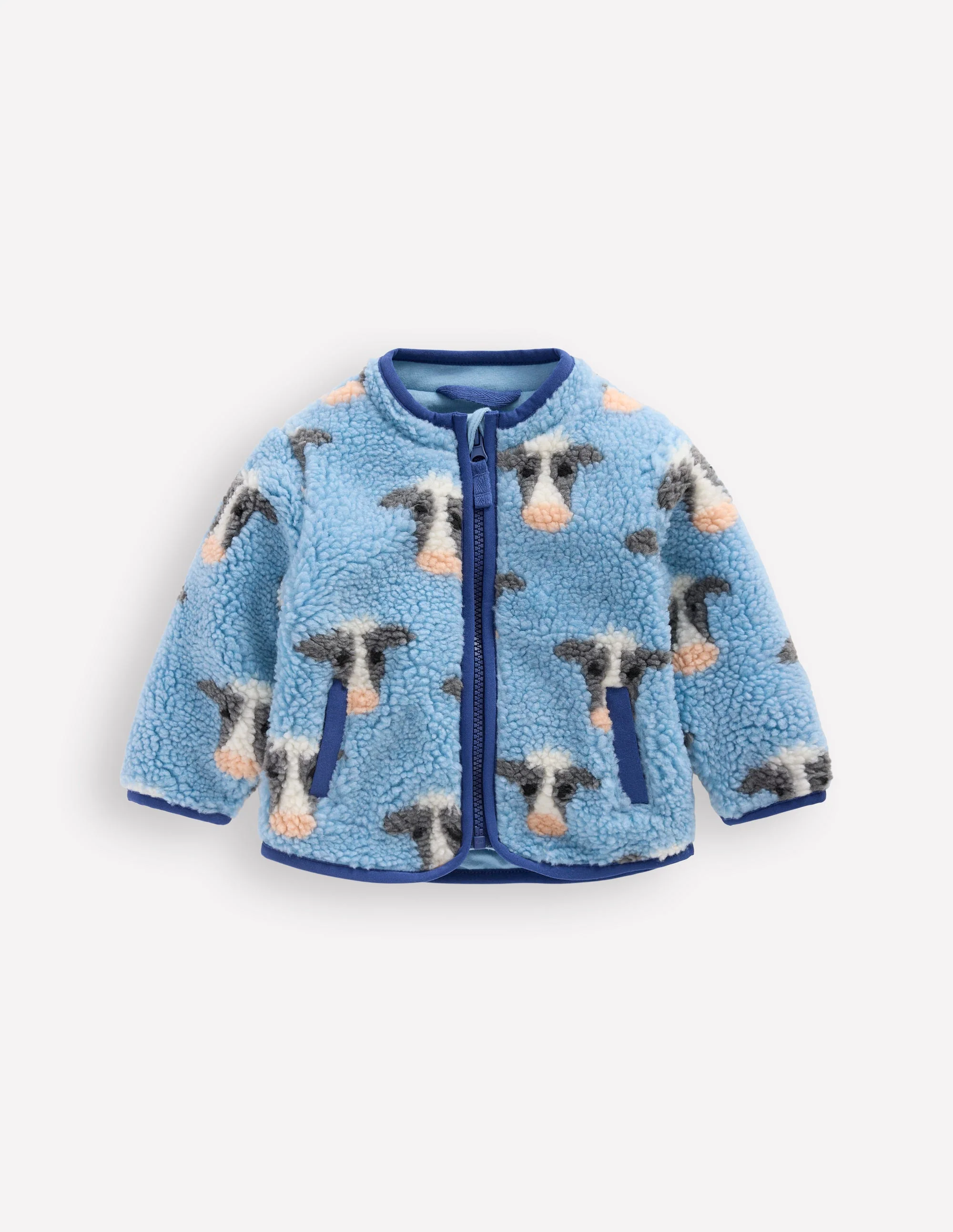 Kuschelige Teddyfell-Jacke-Gletscherblau Kühe