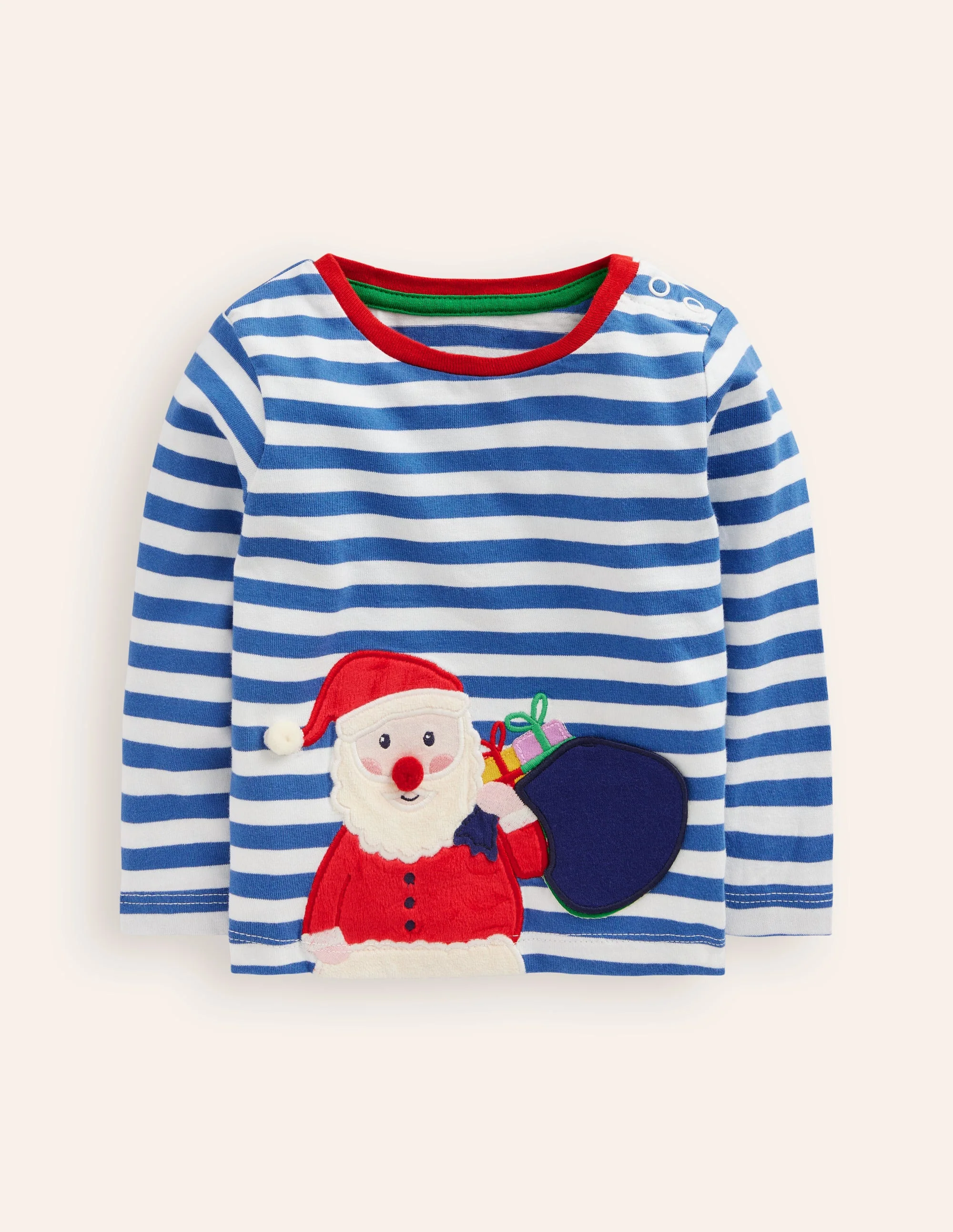 Langärmliges T-Shirt mit Applikation-Blauhäher Weihnachtsmann