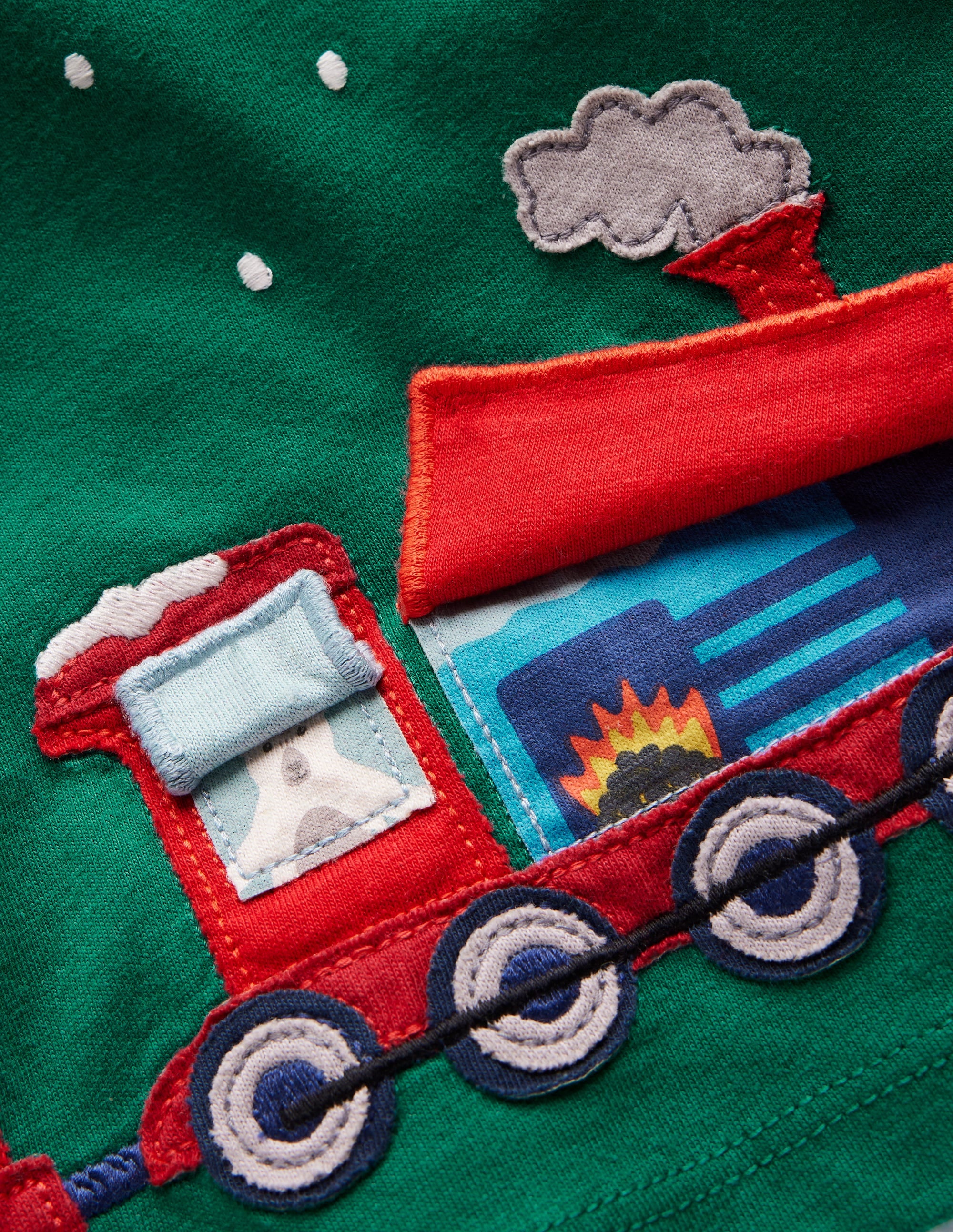 Langärmliges T-Shirt mit Applikation-Juwelengrün Zug - Image 3