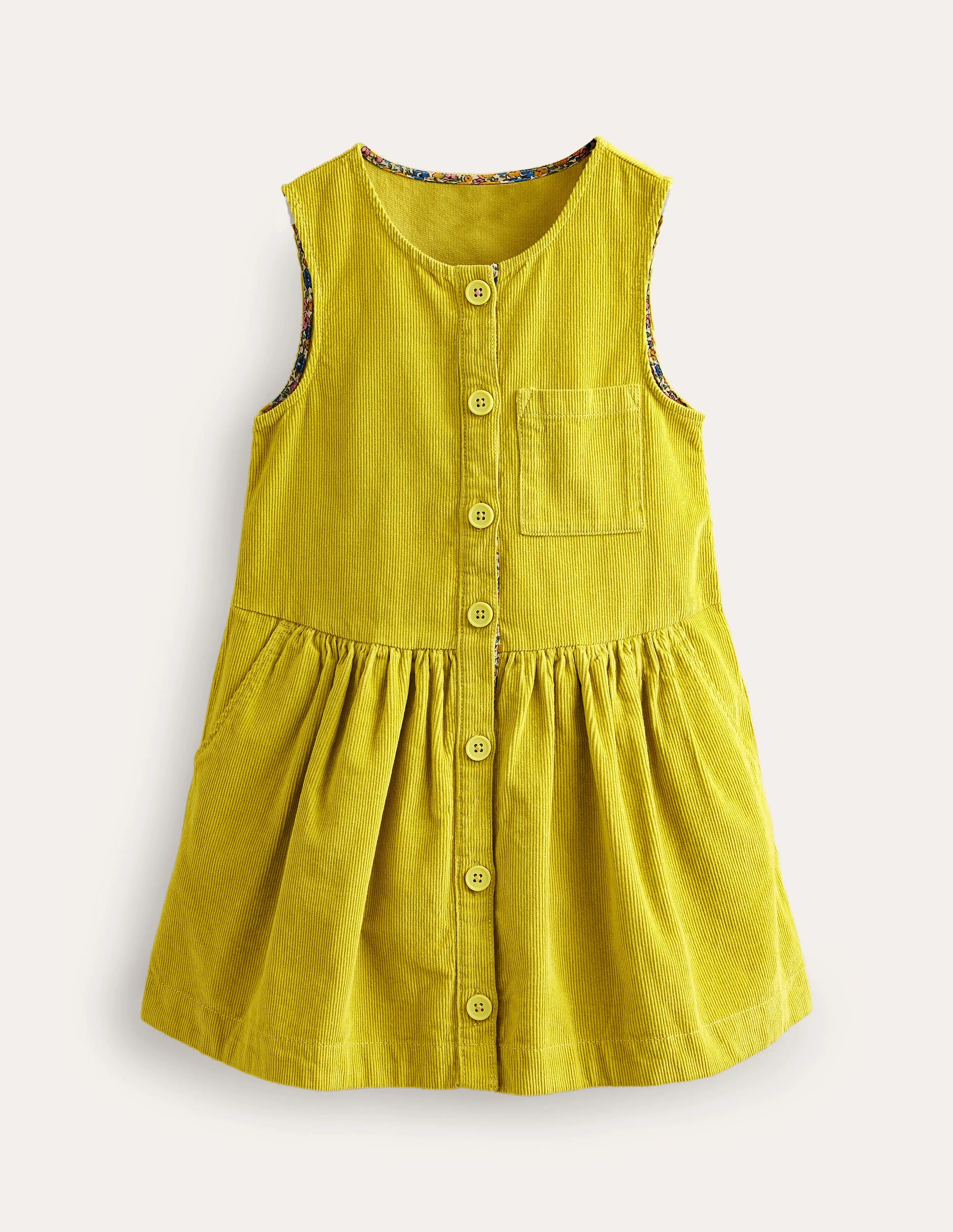 Latzkleid mit Knöpfen-Stachelbeerengelb