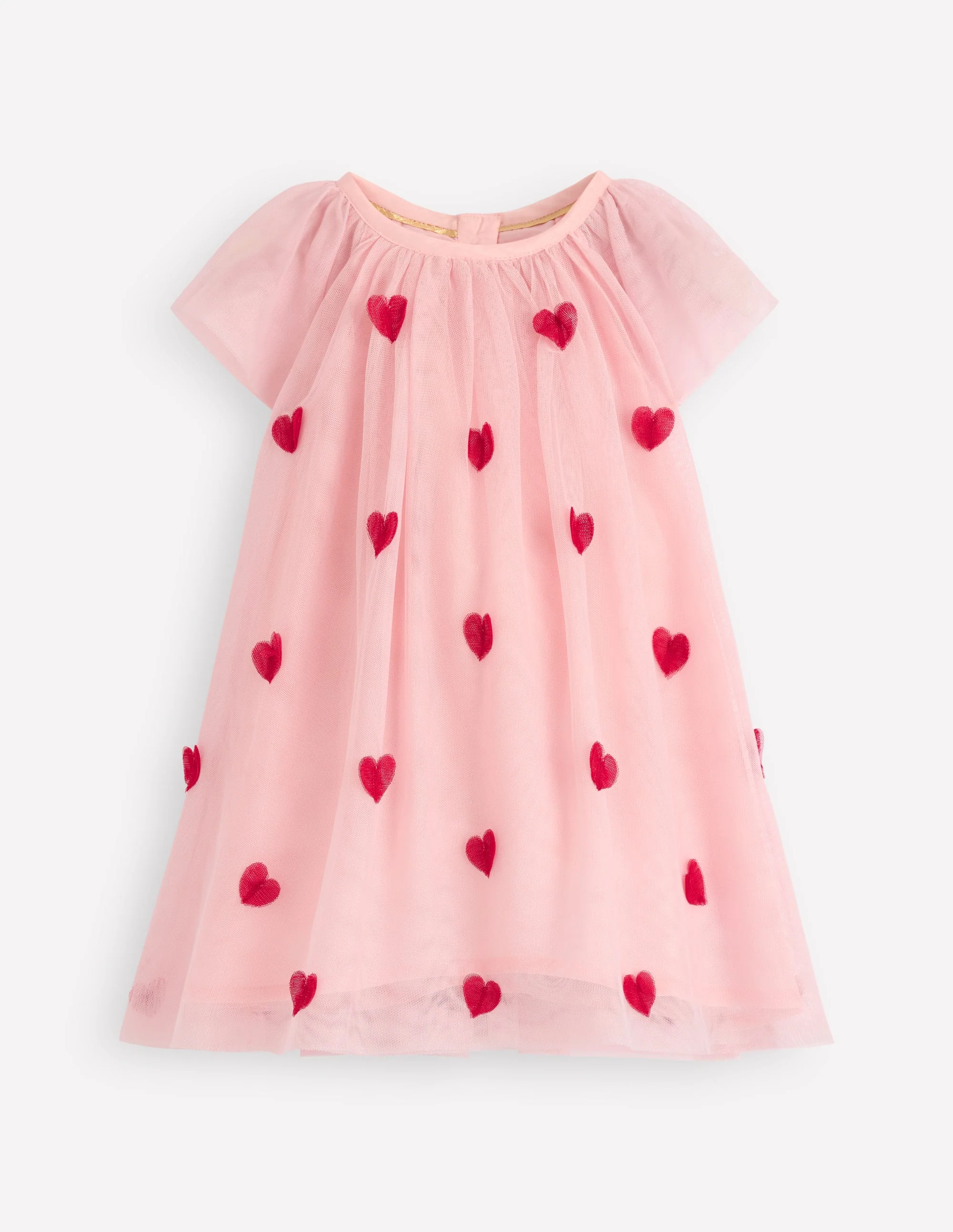 Mehrlagiges Tüllkleid-Kreiderosa Herzen