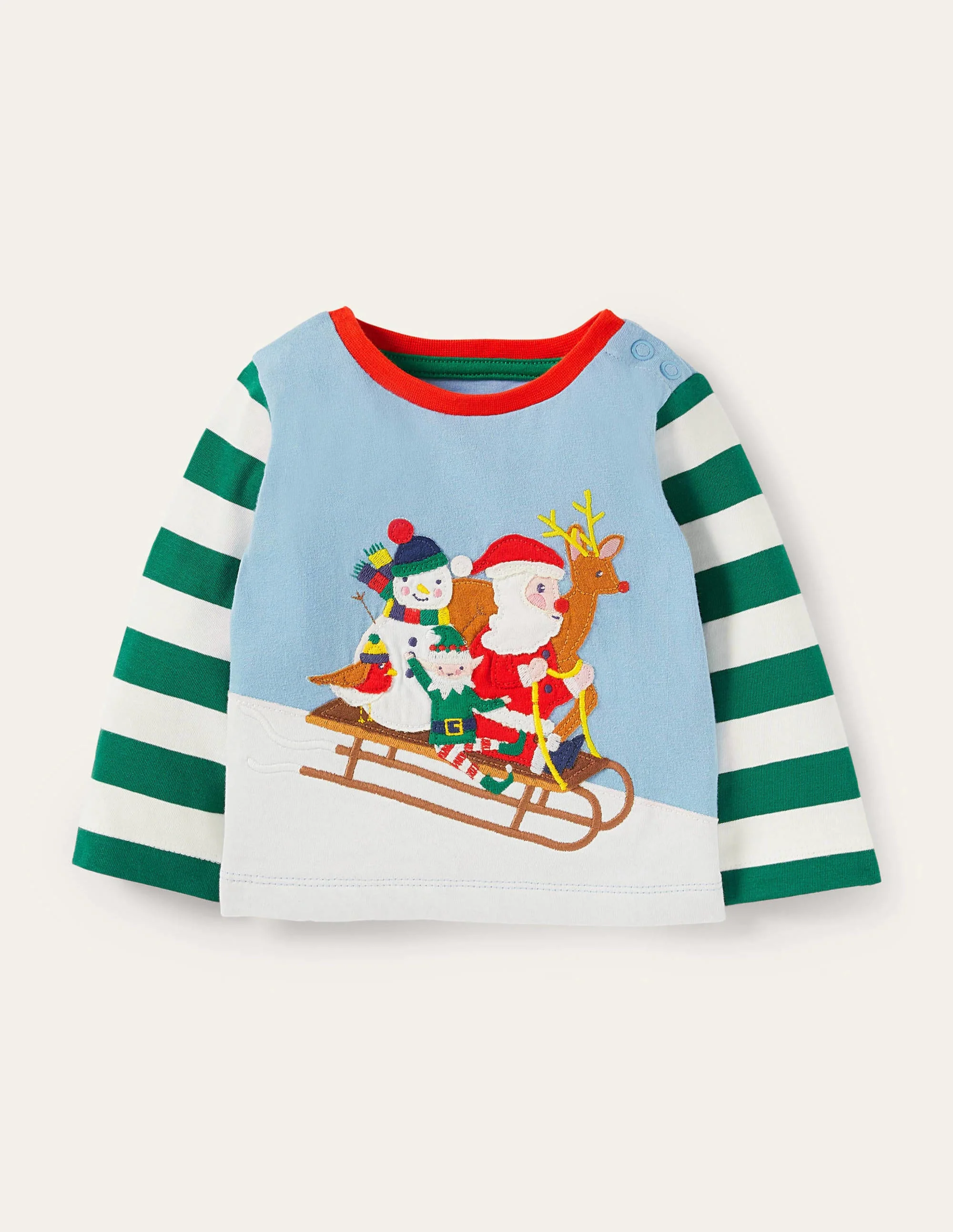 Oberteil mit Weihnachtsmotiv-Surfbrett-Blau, Schlitten