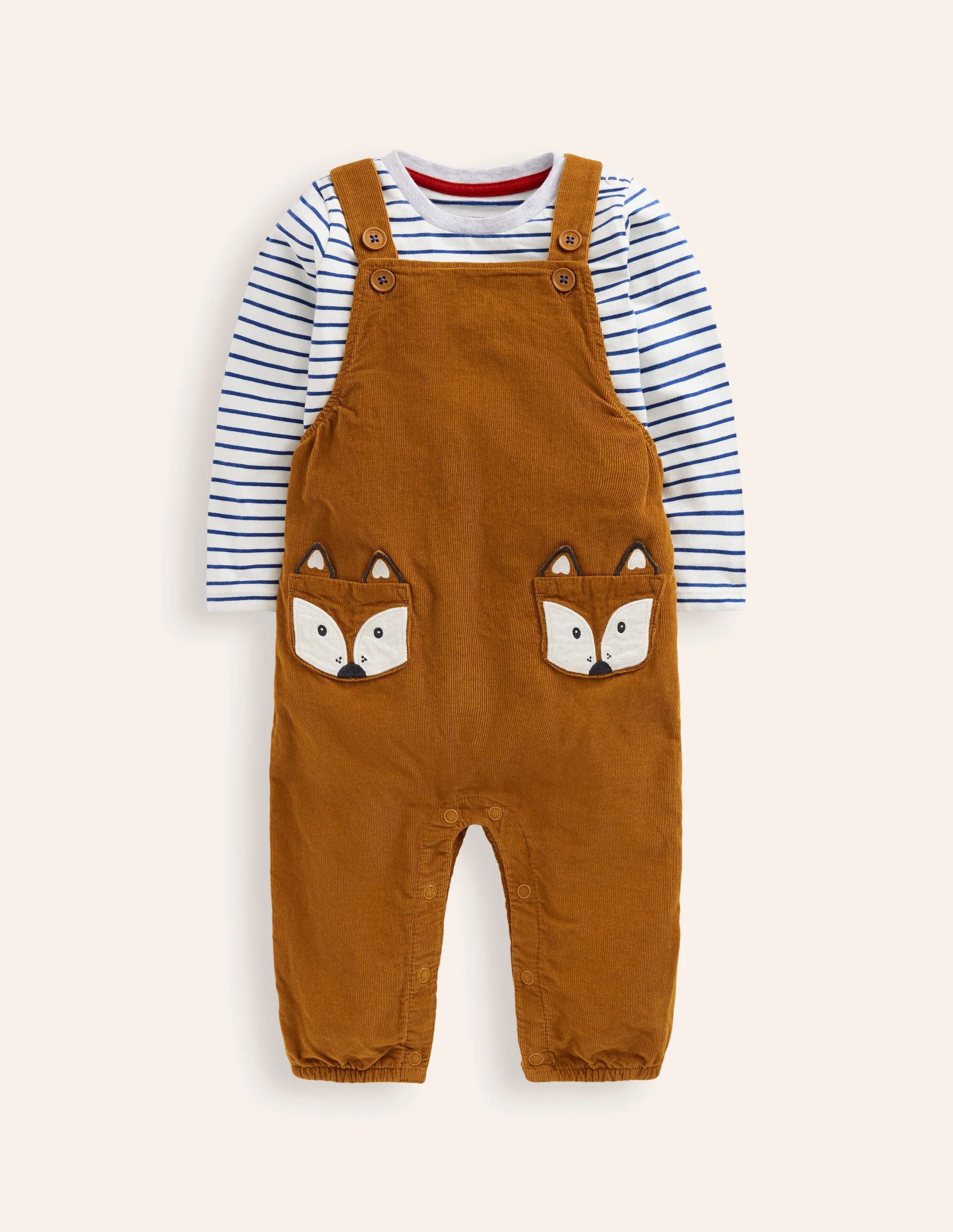 Originelle Latzhose aus Cord im Set-Karamellbonbon-Braun Fuchs