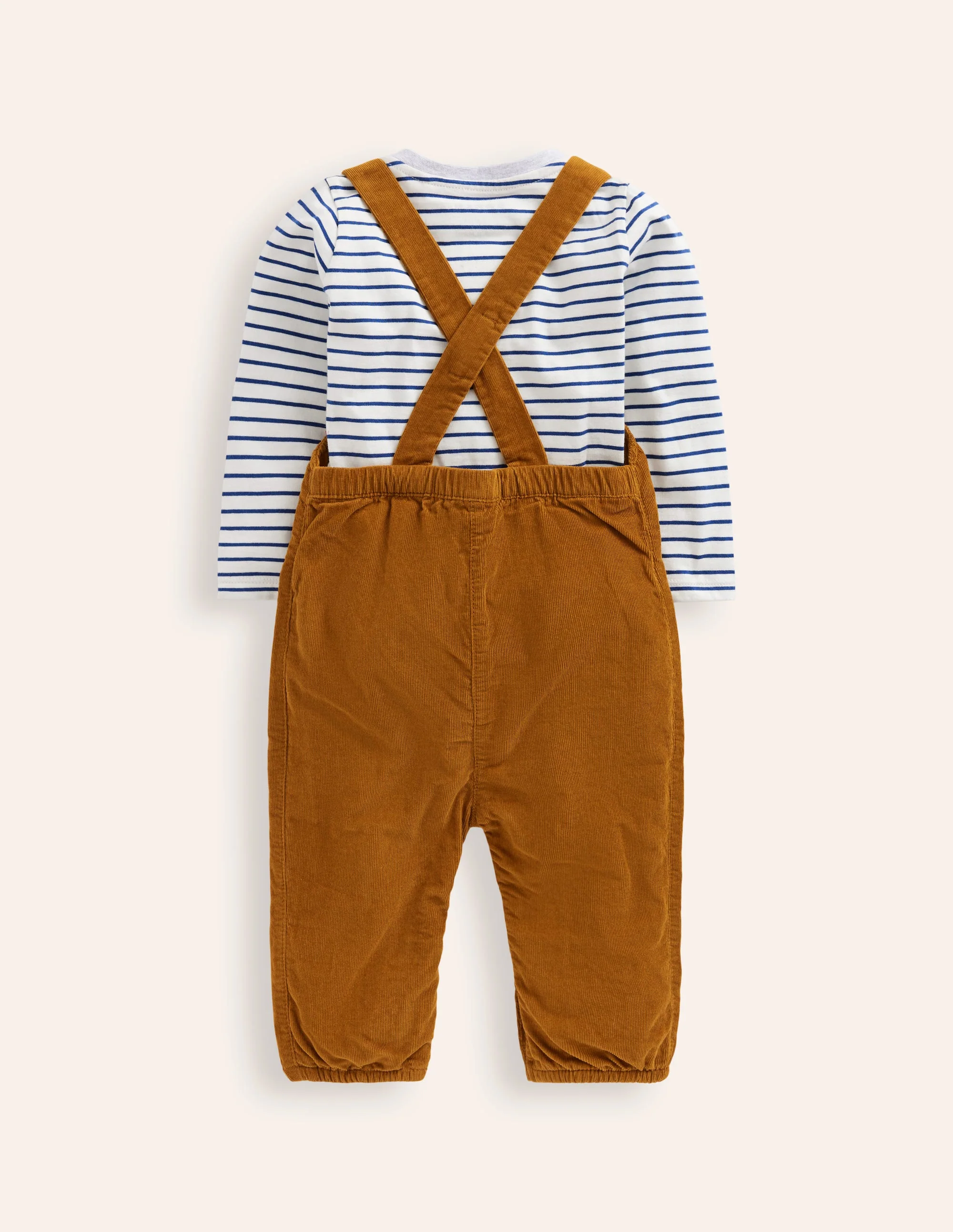 Originelle Latzhose aus Cord im Set-Karamellbonbon-Braun Fuchs - Image 2