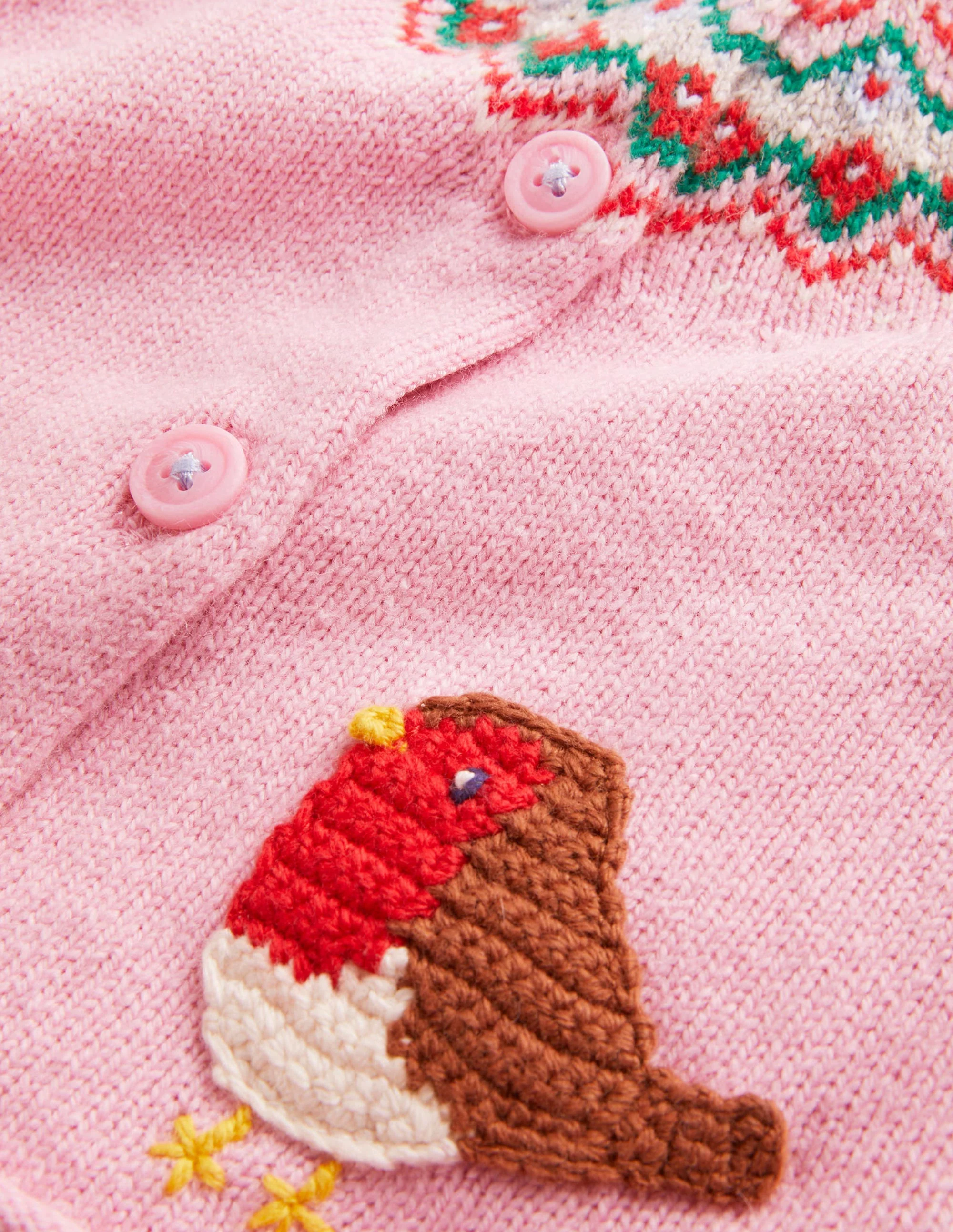 Origineller weihnachtlicher Cardigan-Cameo-Rosa, Rotkehlchen - Image 3