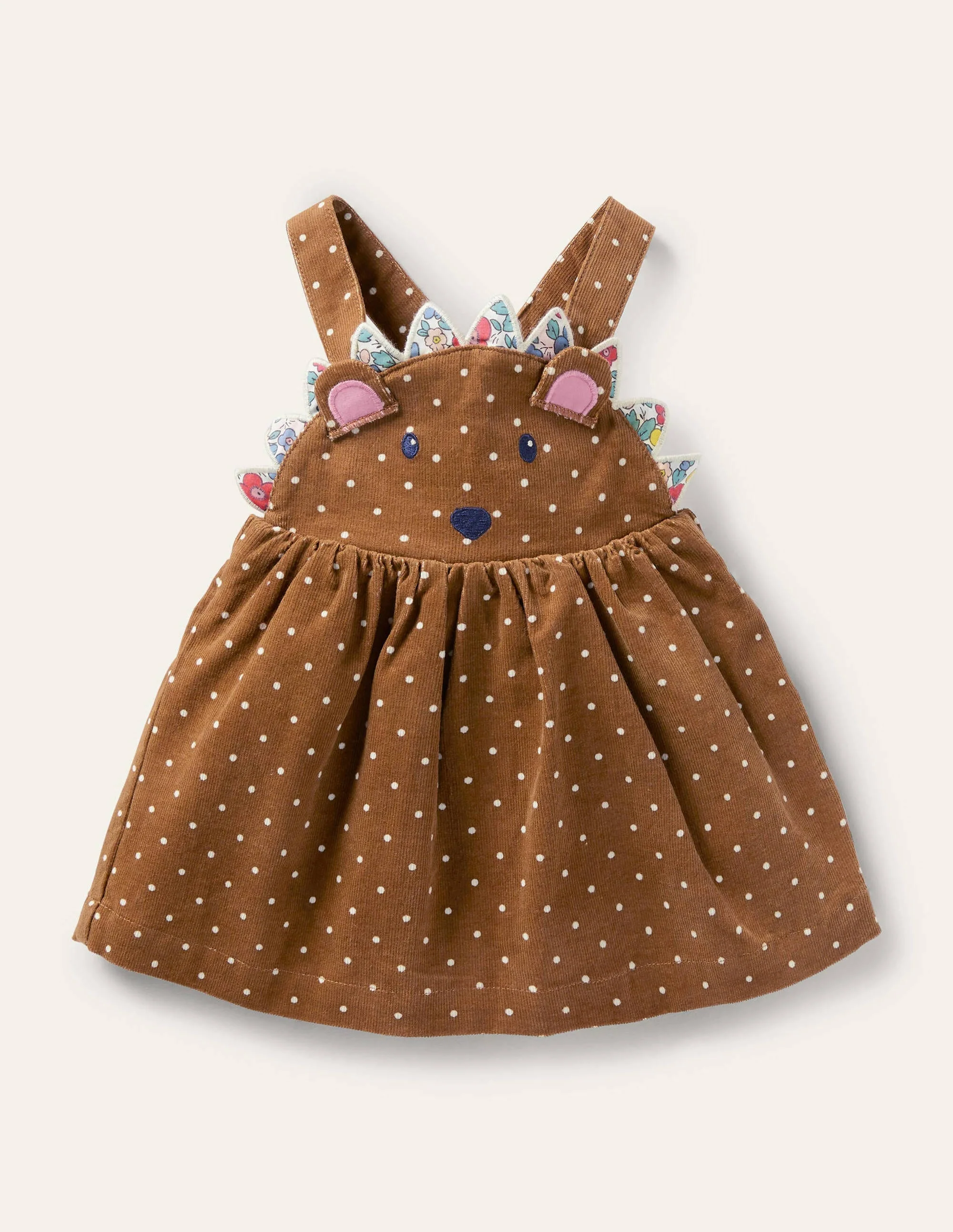 Originelles Cord-Schürzenkleid-Karamellbonbonbraun, Igel