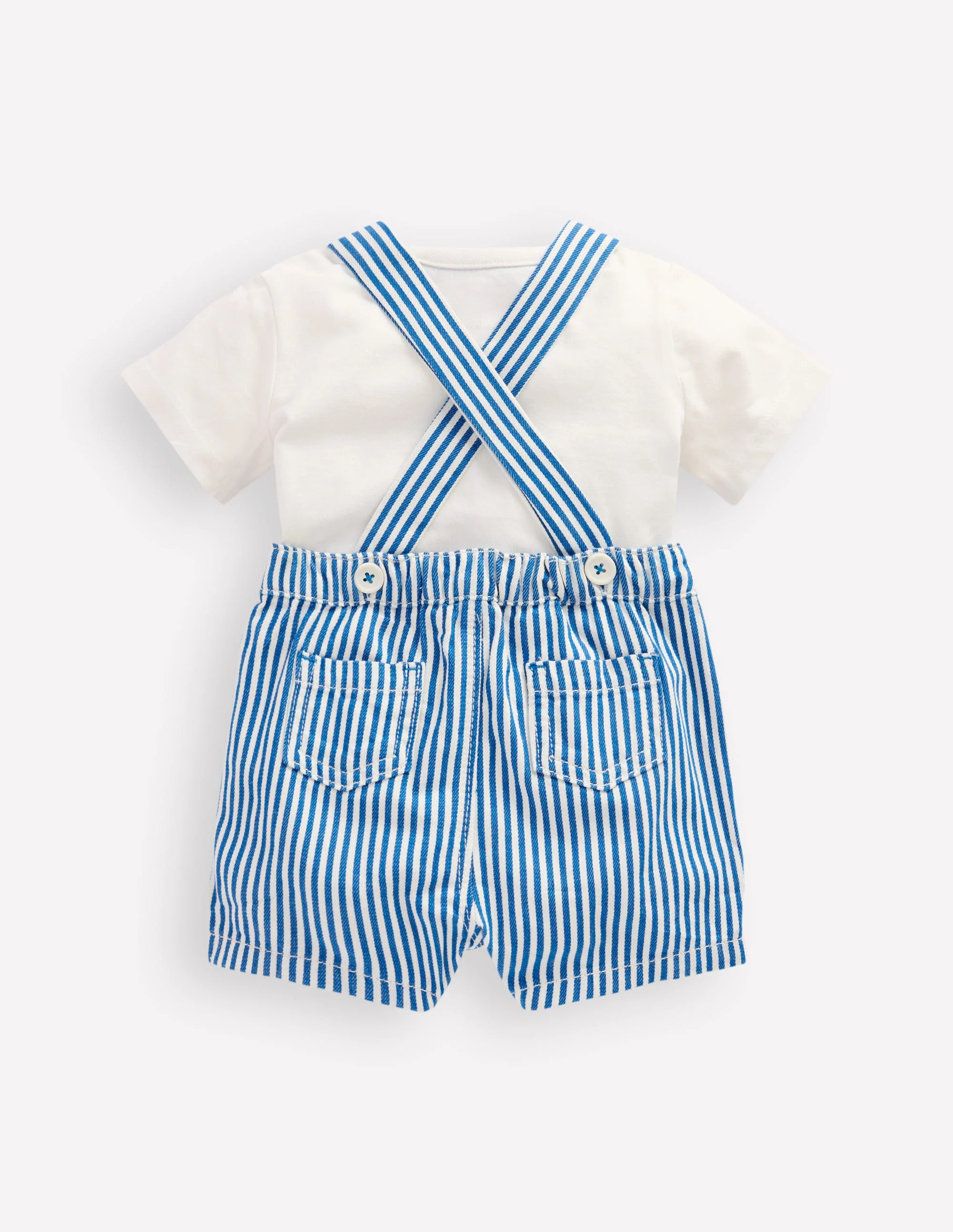Originelles, gewebtes Latzhosen-Set-Blau Streifen Krebs - Image 2