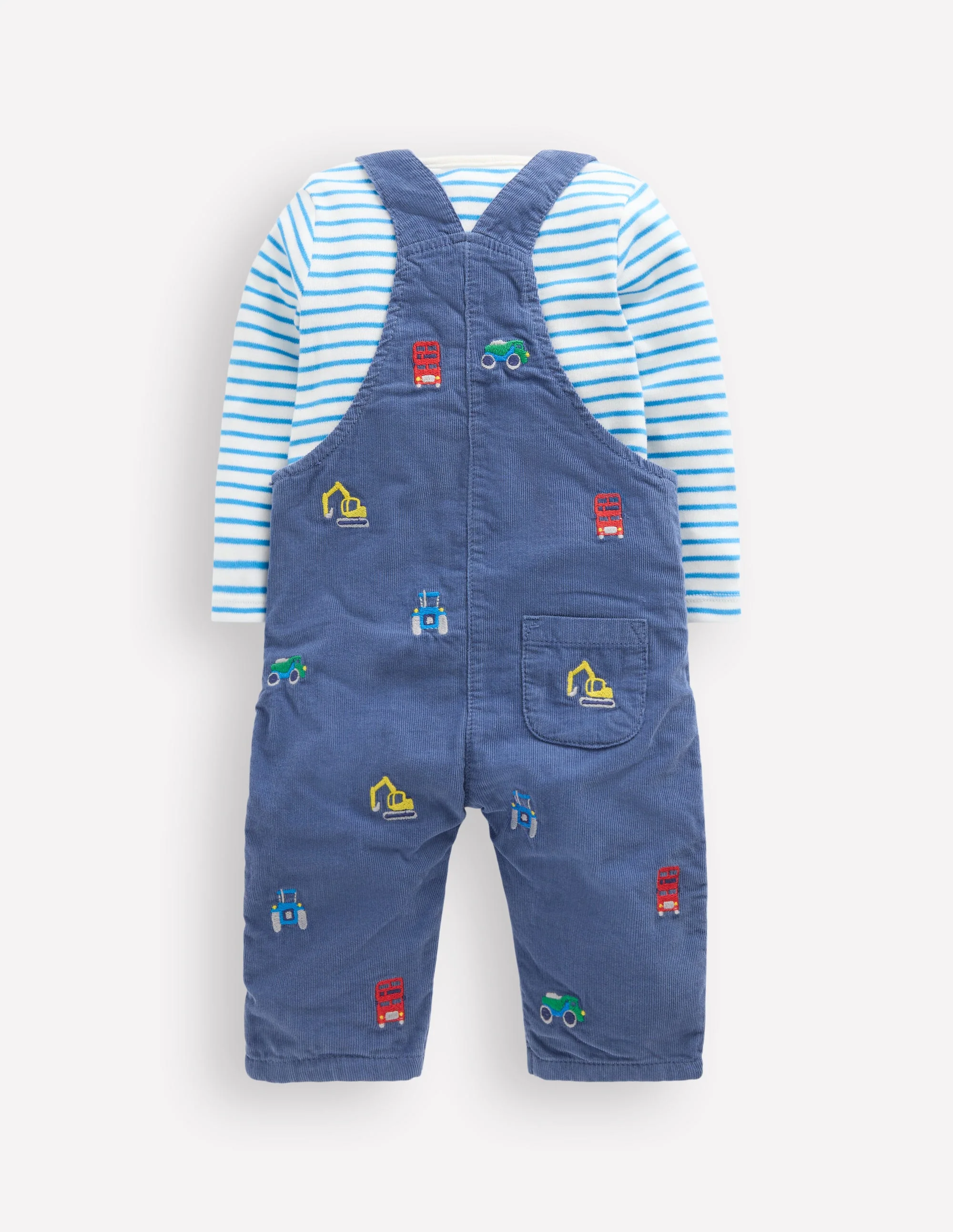 Originelles Set mit Cord-Latzhose-Blau Fahrzeuge - Image 2